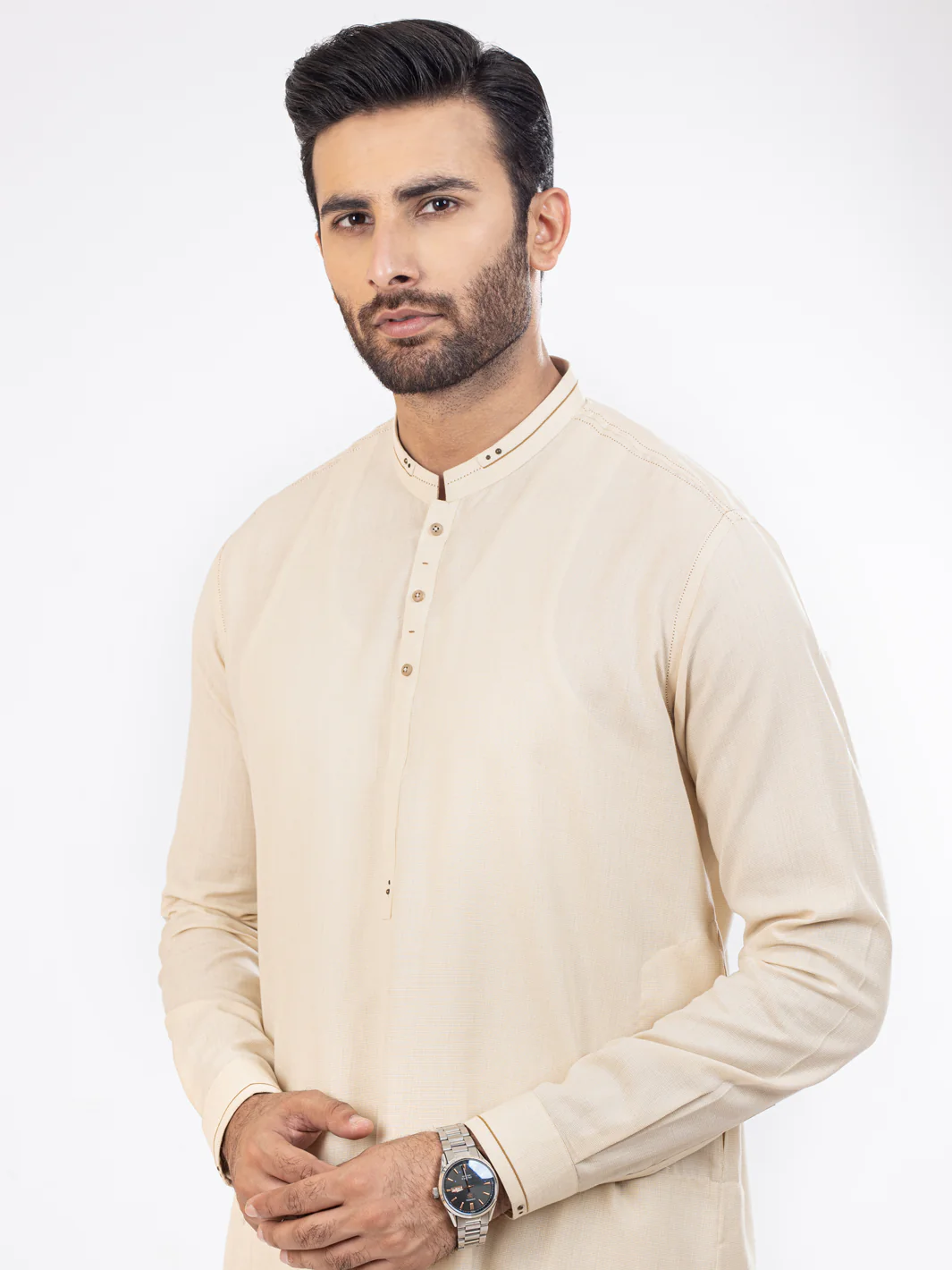 Cream Blended Kameez Shalwar - AL-KS-2823 - Image 2