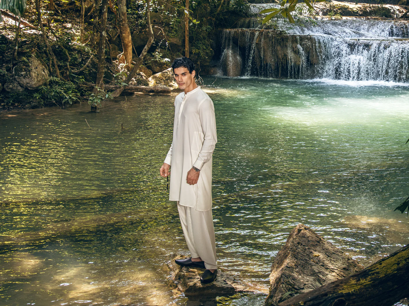 Off White Kameez Shalwar - AL-KS-2825 - Image 3