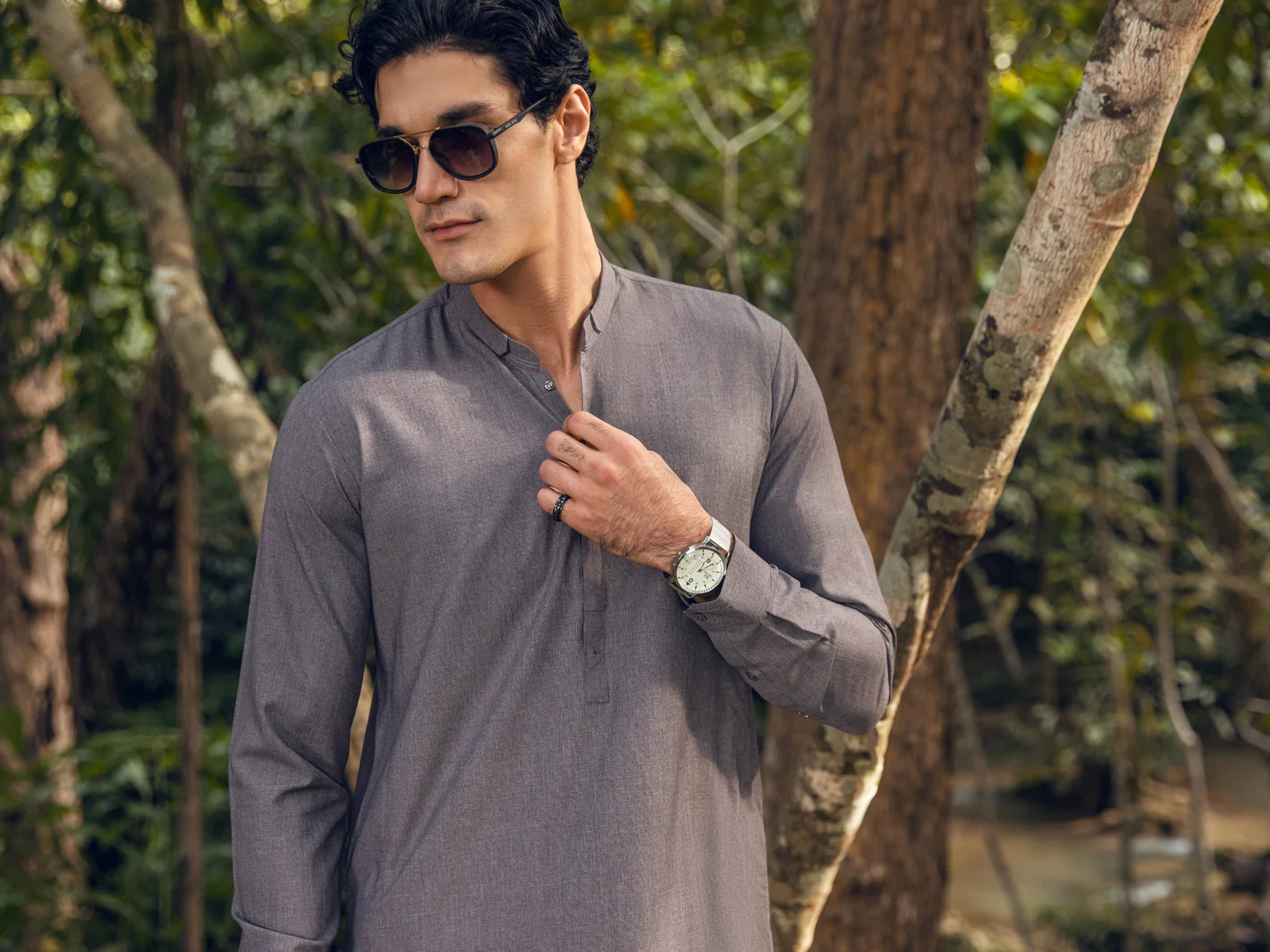 Grey Kameez Shalwar - AL-KS-2826 - Image 4