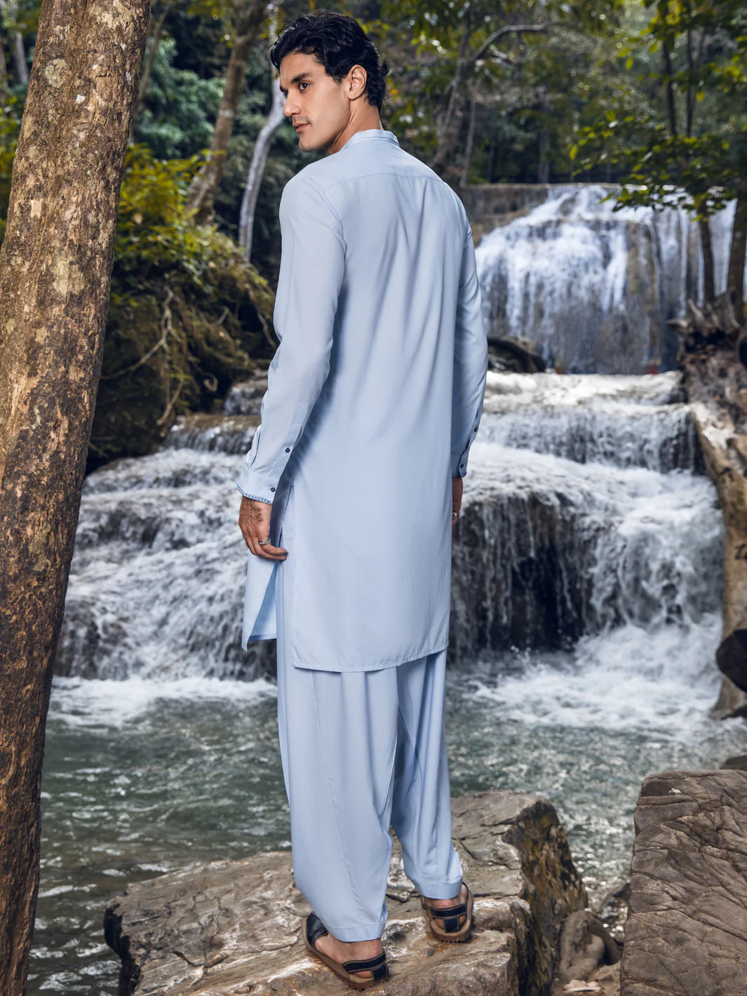 Light Blue Kameez Shalwar - AL-KS-2834 - Image 2