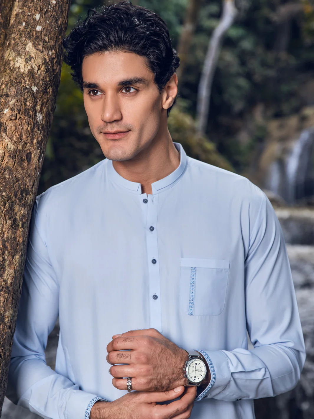 Light Blue Kameez Shalwar - AL-KS-2834 - Image 3