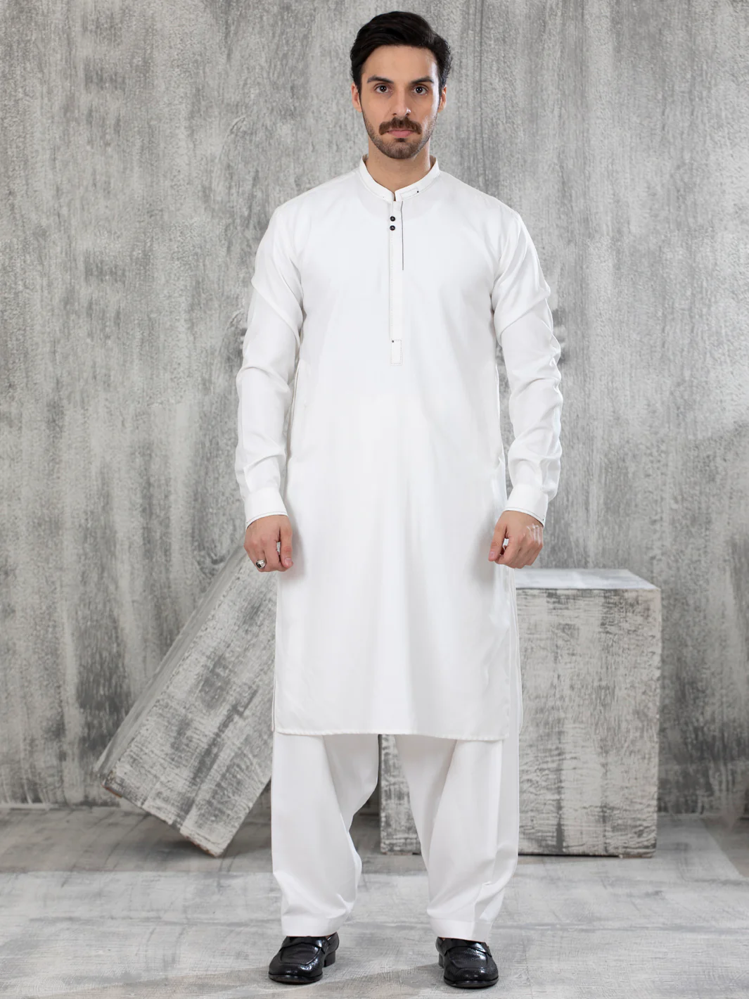 Off White Blended Kameez Shalwar - AL-KS-2836 - Image 2