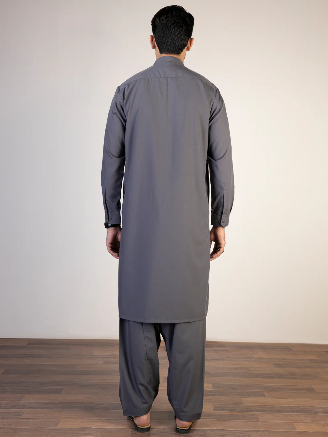 Dark Grey Kameez Shalwar - AL-KS-2840A - Image 2