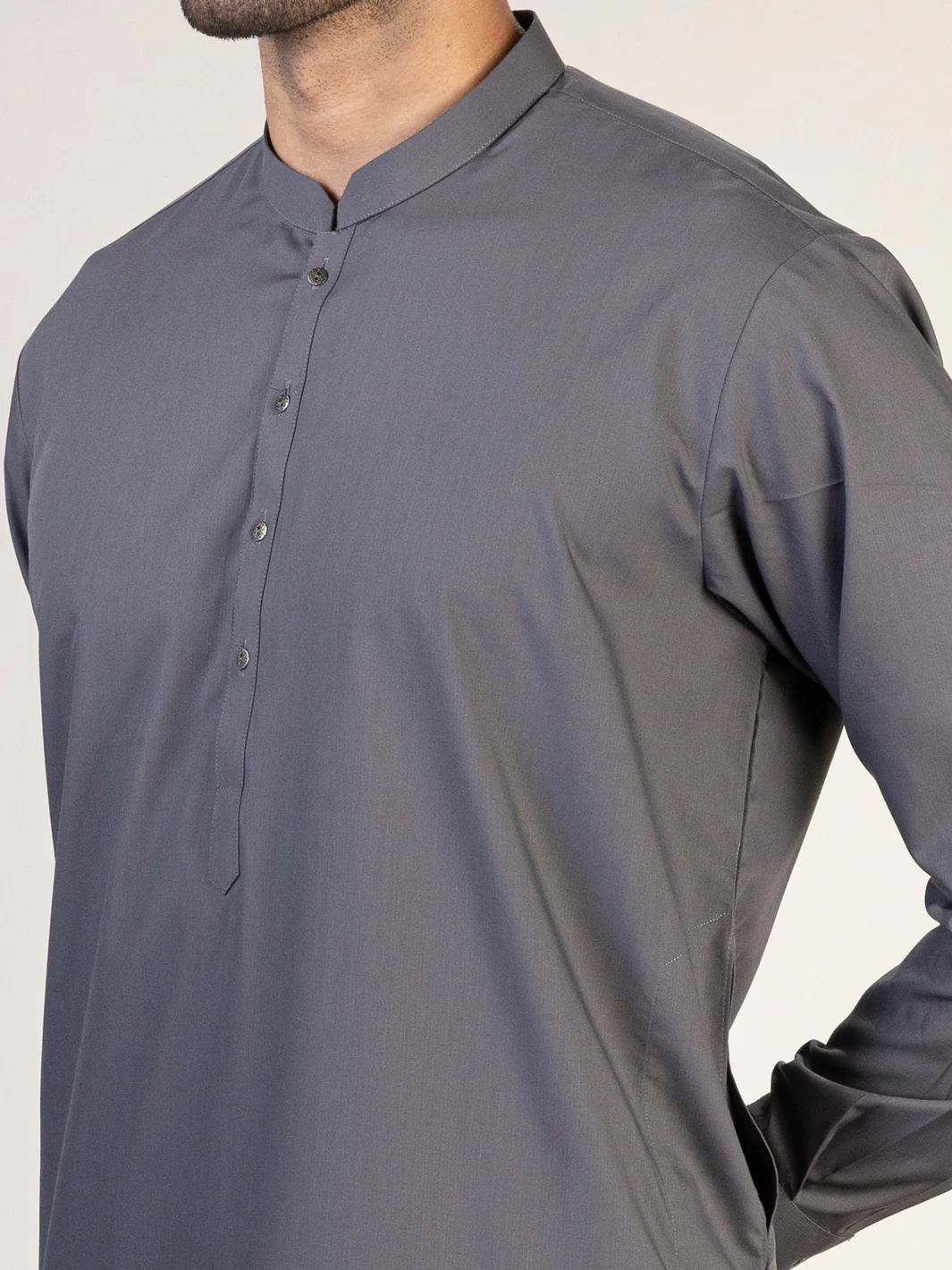 Dark Grey Kameez Shalwar - AL-KS-2840A - Image 3