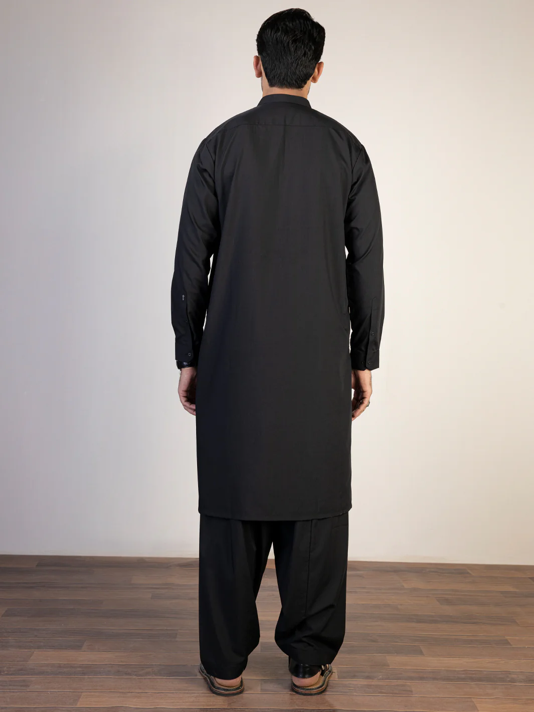 Black Blended Kameez Shalwar - AL-KS-2840C - Image 2