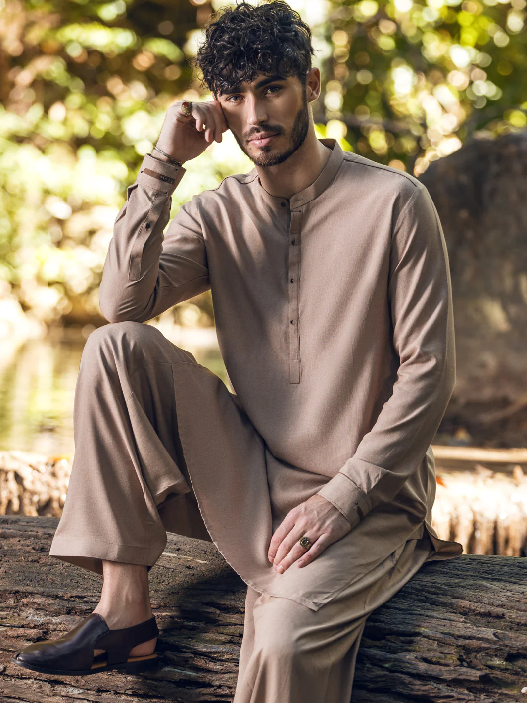 Beige Kameez Shalwar - AL-KS-2847 - Image 2