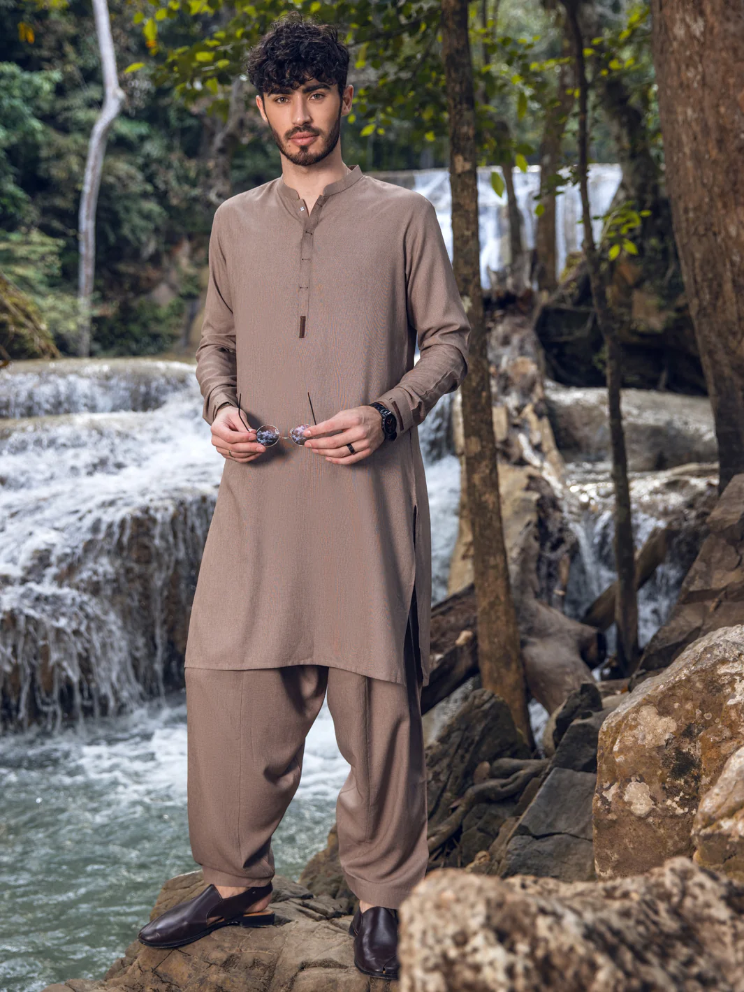 Light Brown Kameez Shalwar - AL-KS-2848