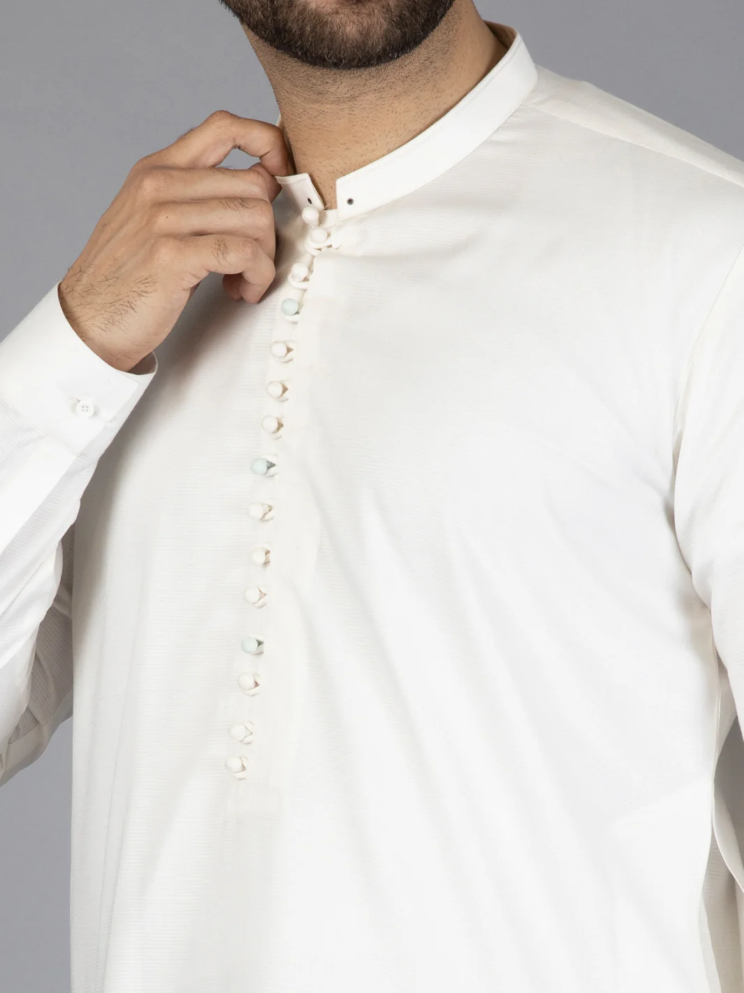 White Blended Kameez Shalwar - AL-KS-2853 - Image 4