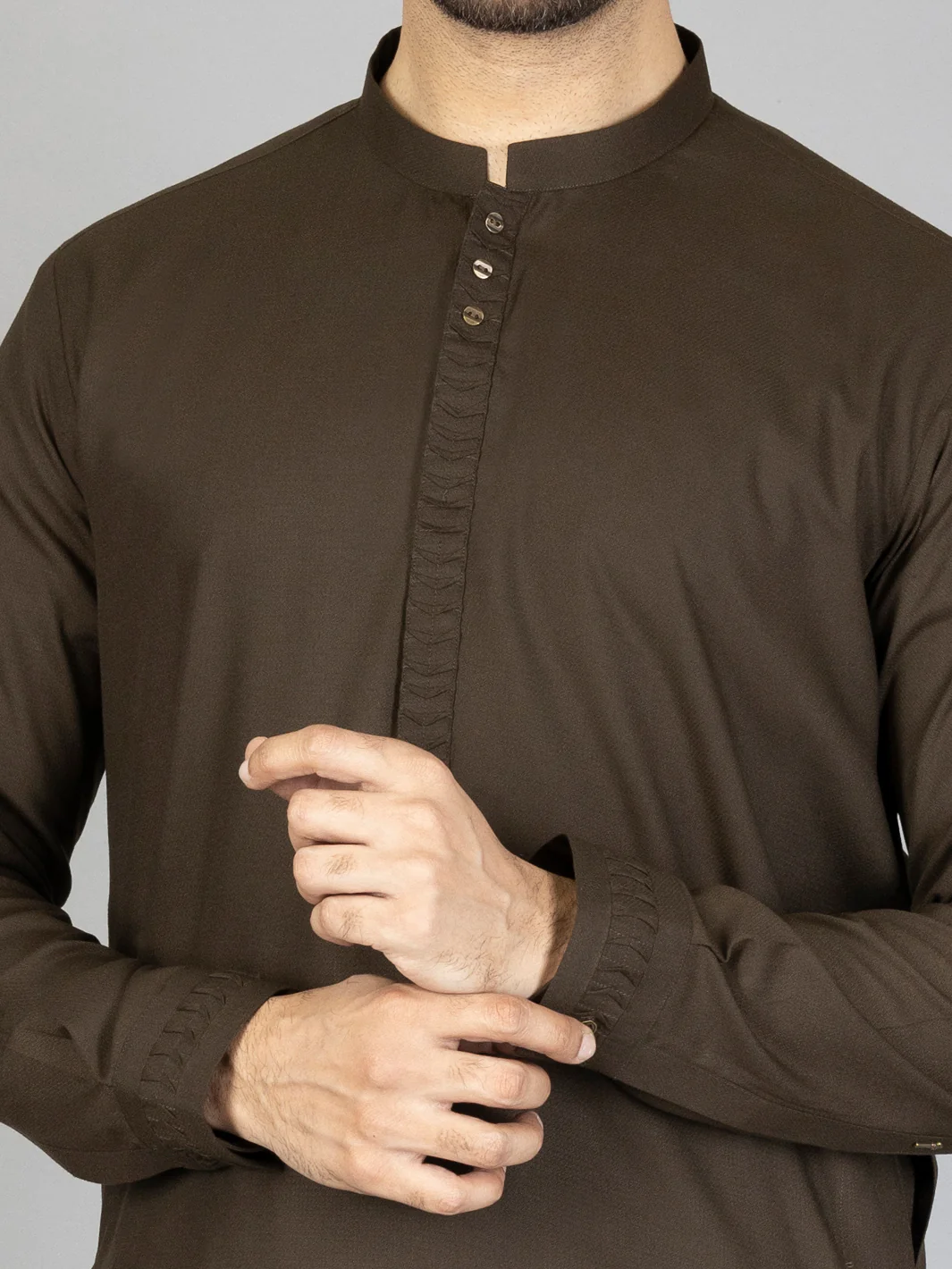 Dark Green Blended Kameez Shalwar - AL-KS-2870 - Image 2