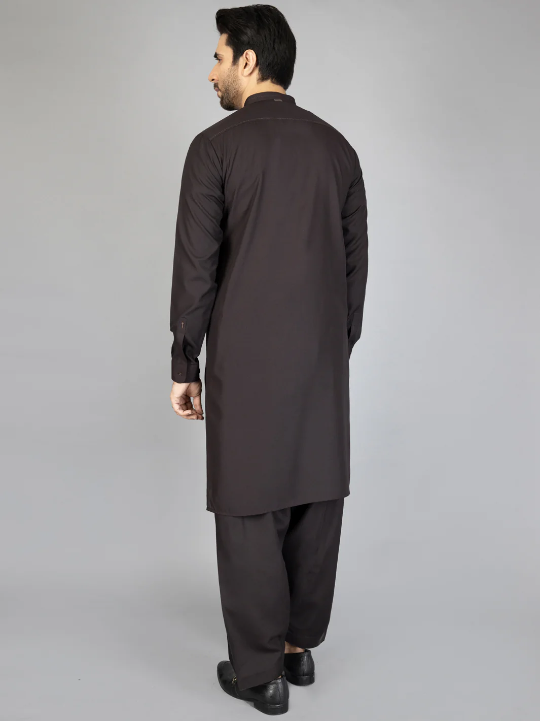 Dark Brown Blended Kameez Shalwar - AL-KS-2871 - Image 3