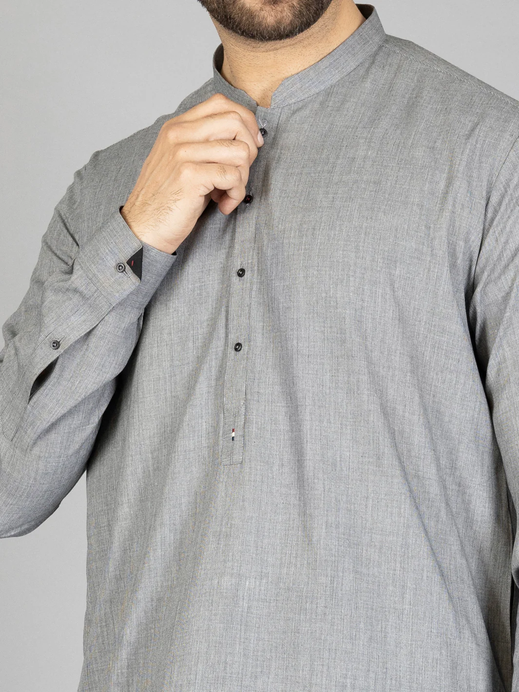 Light Grey Blended Kameez Shalwar - AL-KS-2881 - Image 2