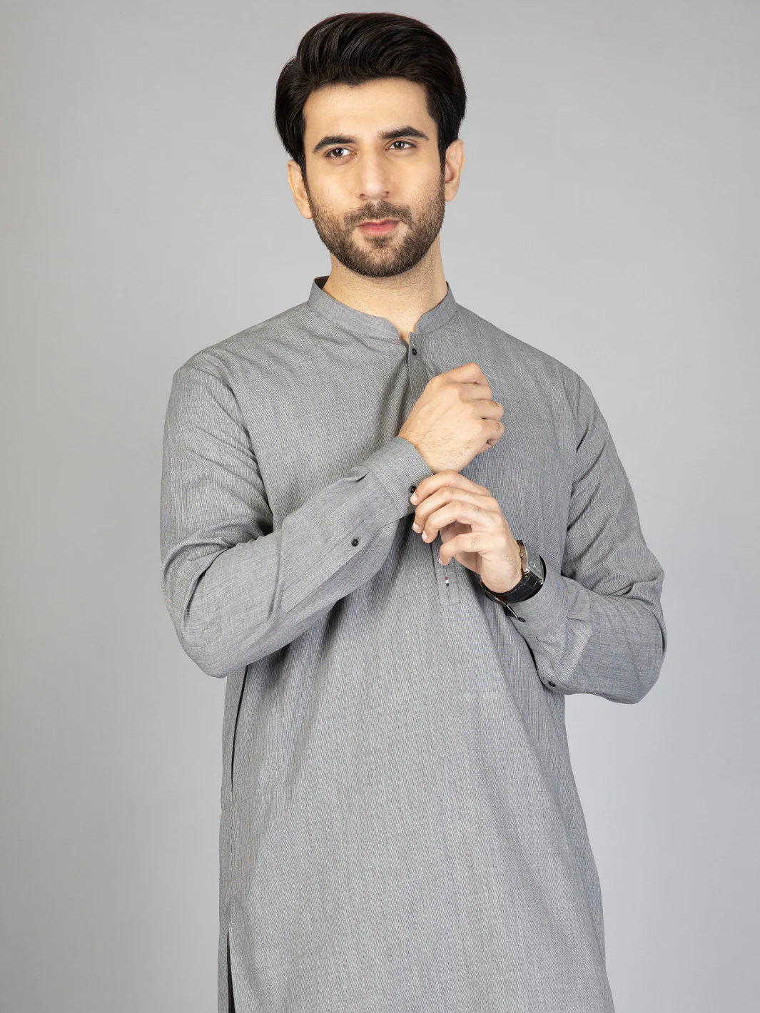 Light Grey Blended Kameez Shalwar - AL-KS-2881 - Image 4