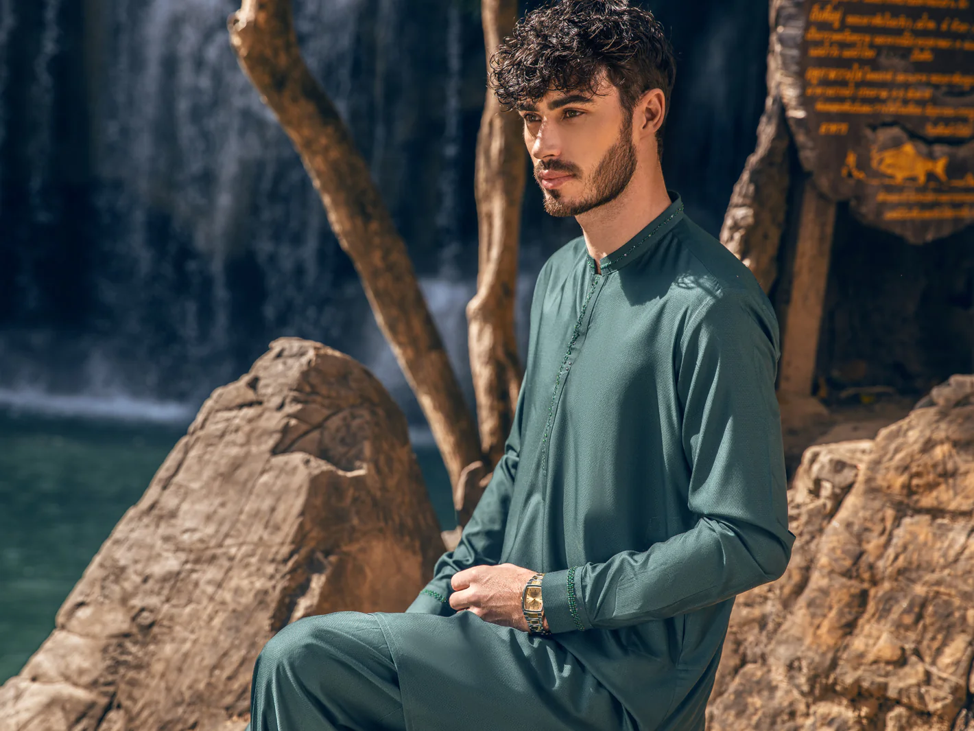 Green Kameez Shalwar - AL-KS-2892 - Image 3