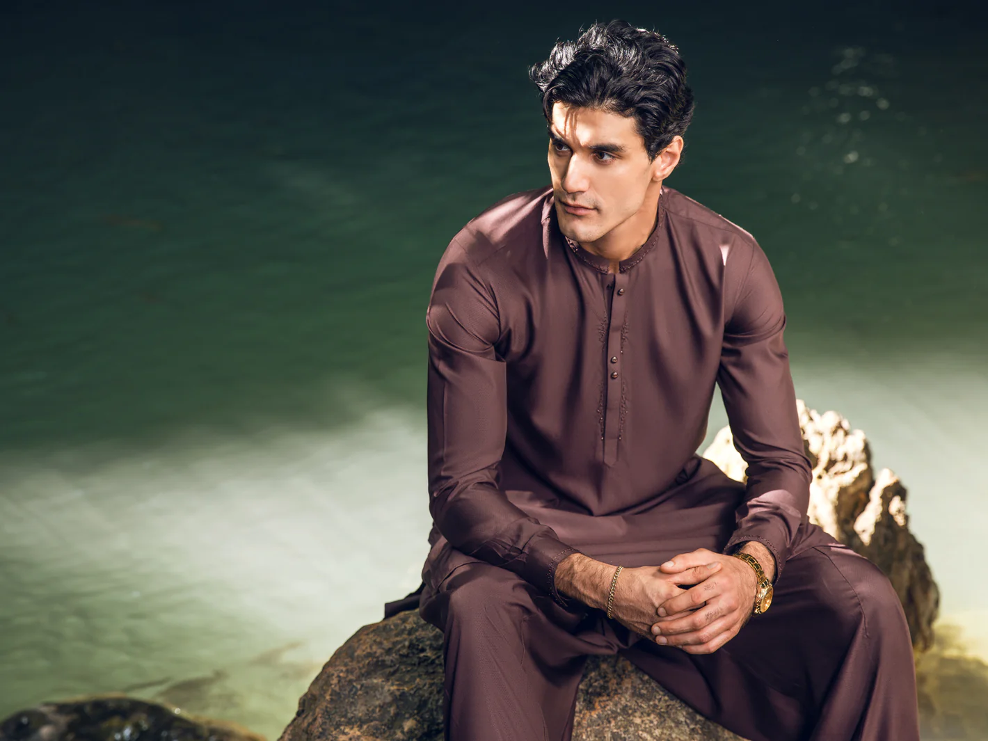 Brown Kameez Shalwar - AL-KS-2893 - Image 4