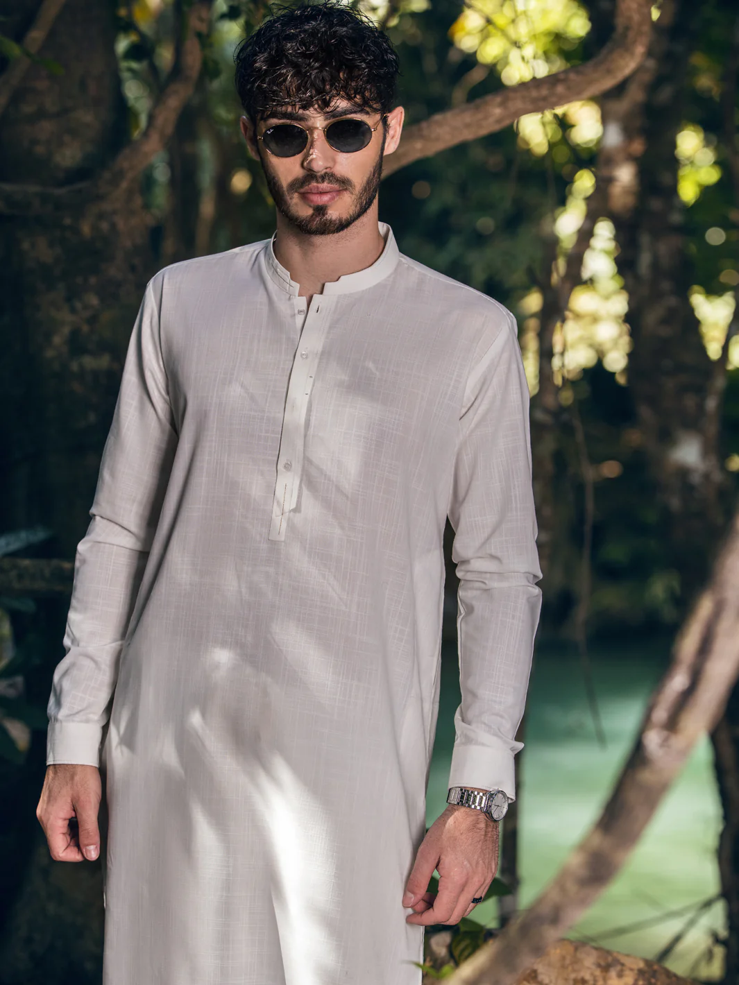 White Kameez Shalwar - AL-KS-2894 - Image 3