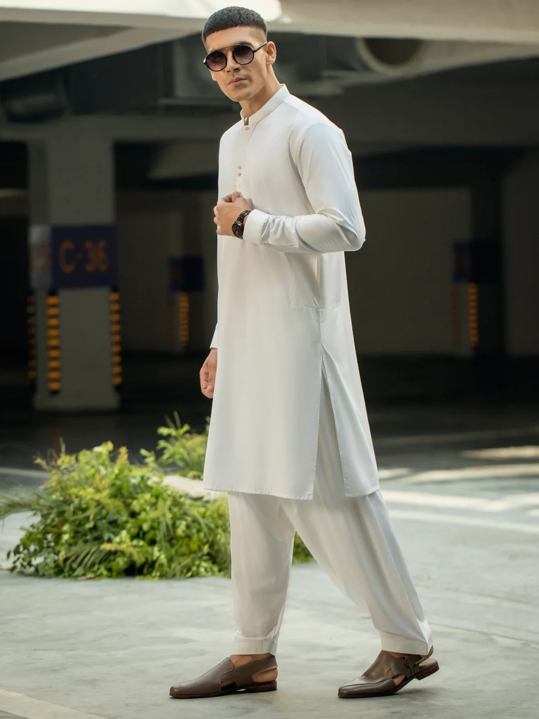 White Kameez Shalwar - AL-KS-2912 - Image 2
