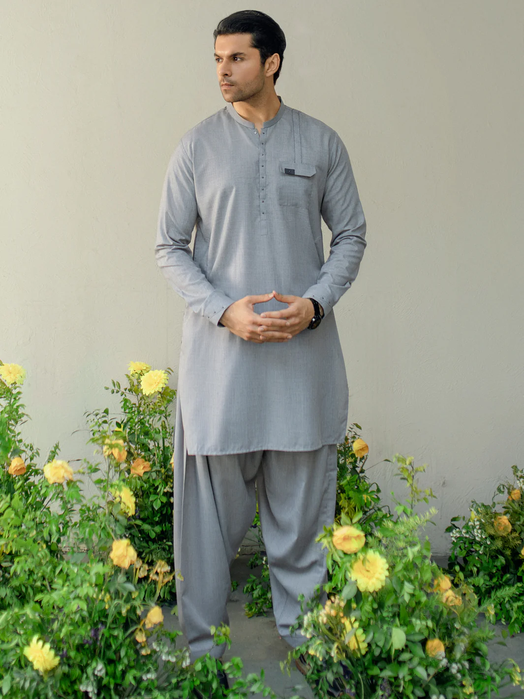 Light Grey Kameez Shalwar - AL-KS-2934