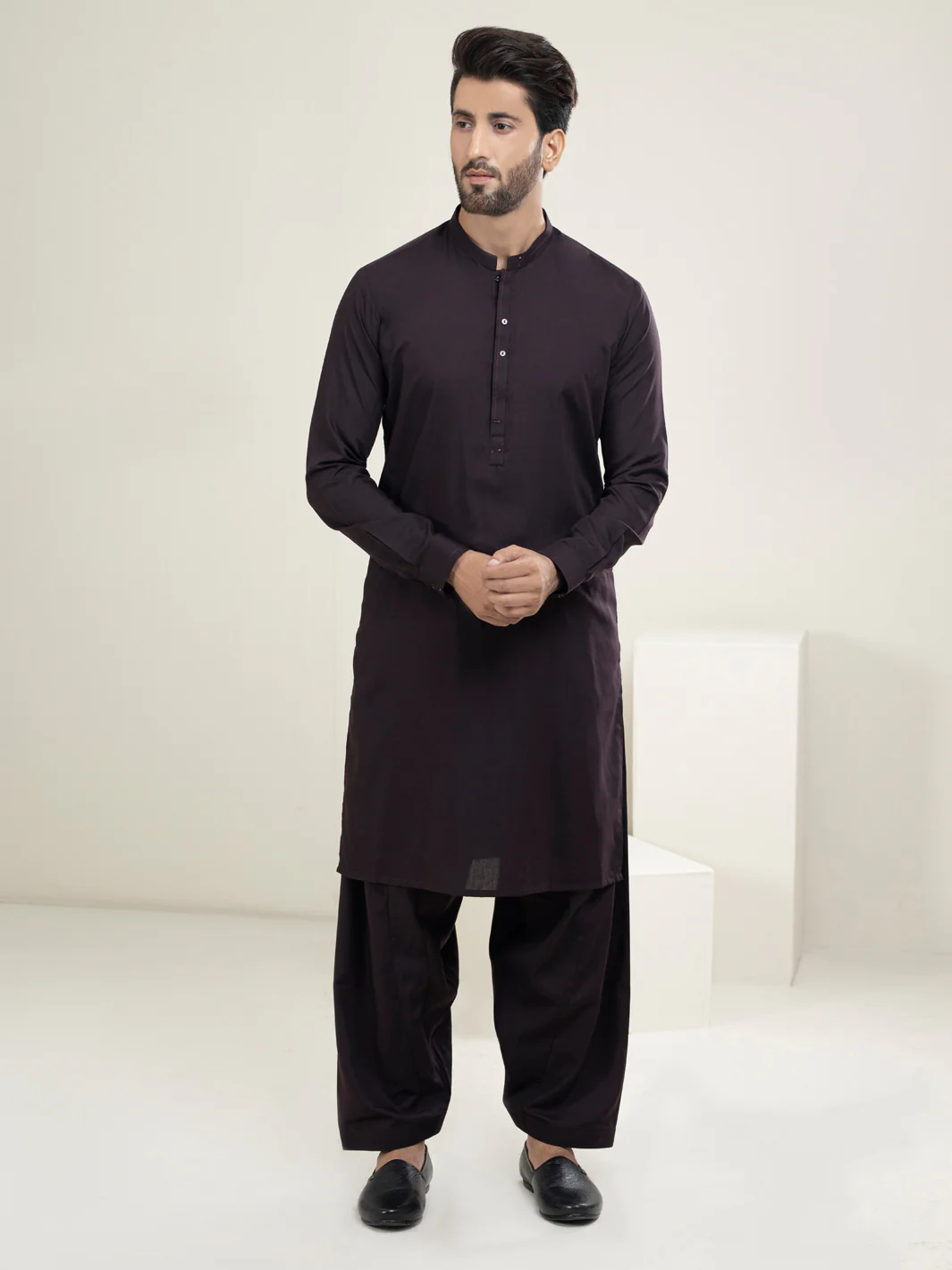 Dark Purple Kameez Shalwar - AL-KS-2945