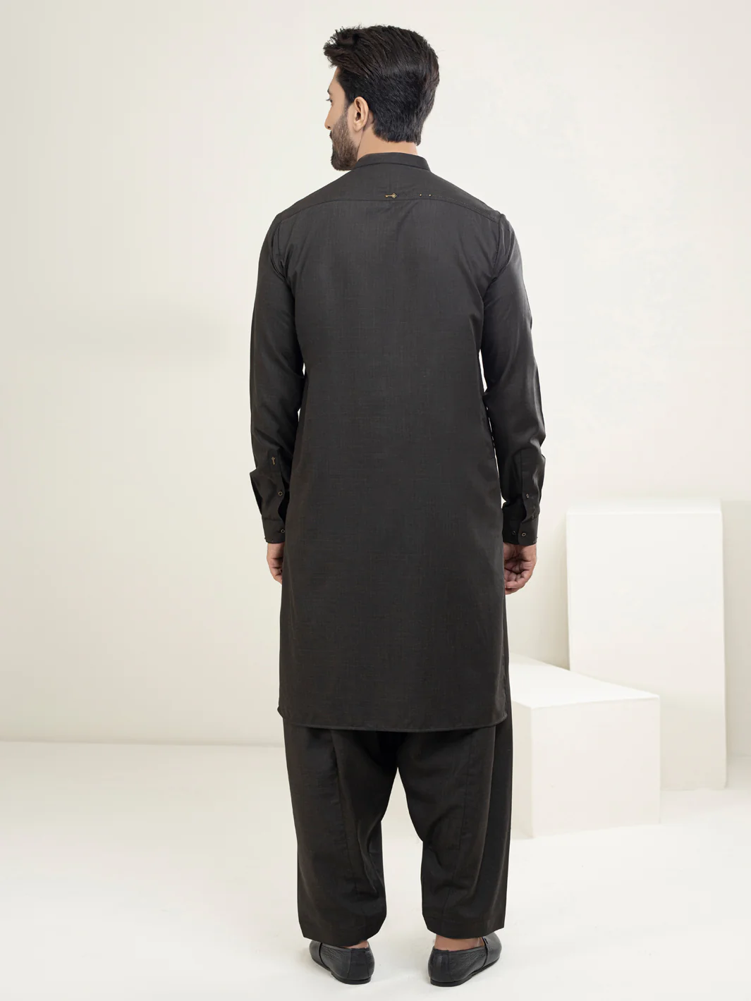 Dark Brown Kameez Shalwar - AL-KS-2948 - Image 2