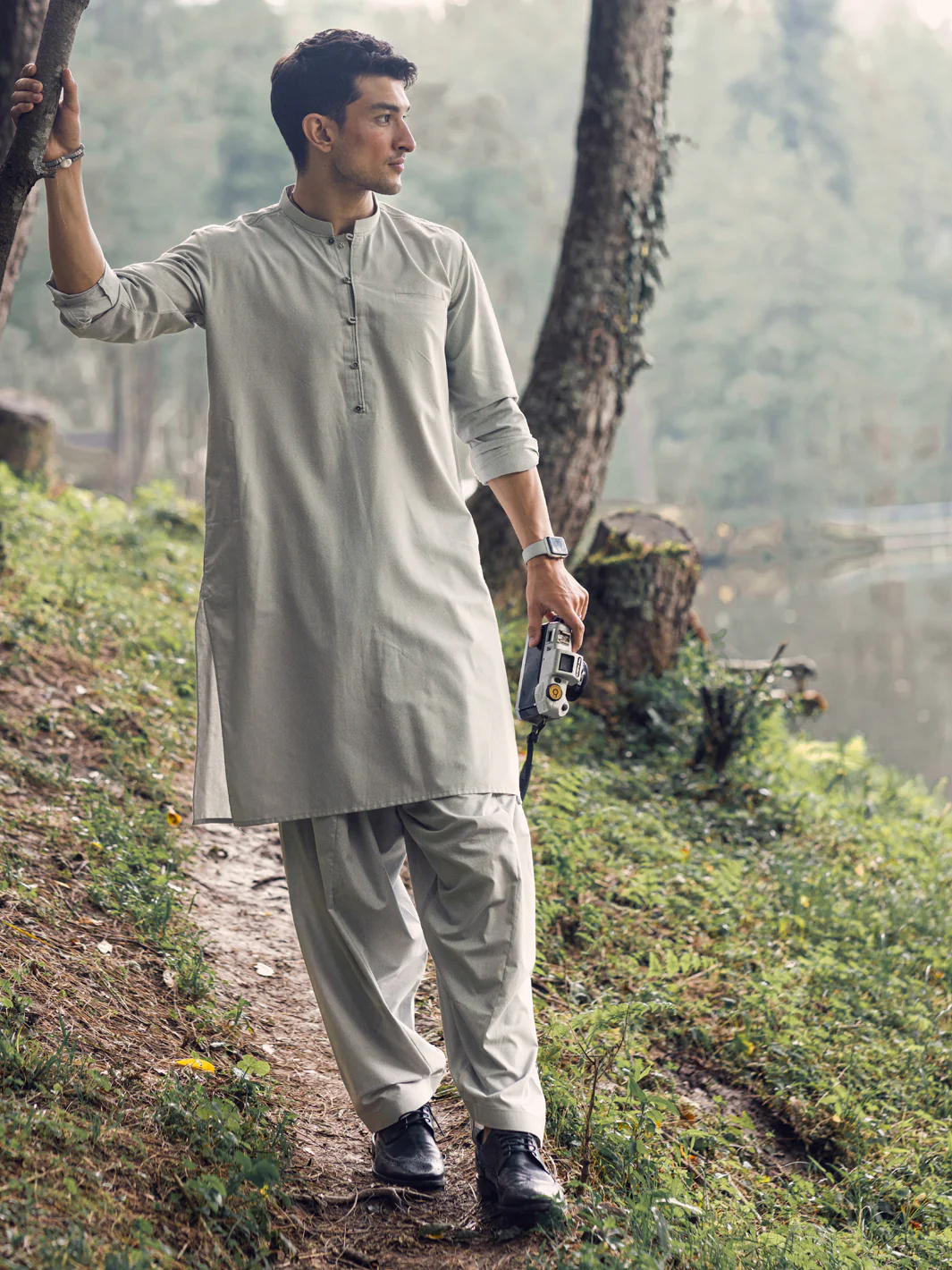 Light Grey Kameez Shalwar - AL-KS-2952 - Image 3
