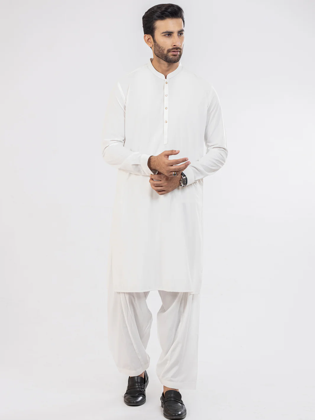 White Kameez Shalwar - AL-KS-2955A