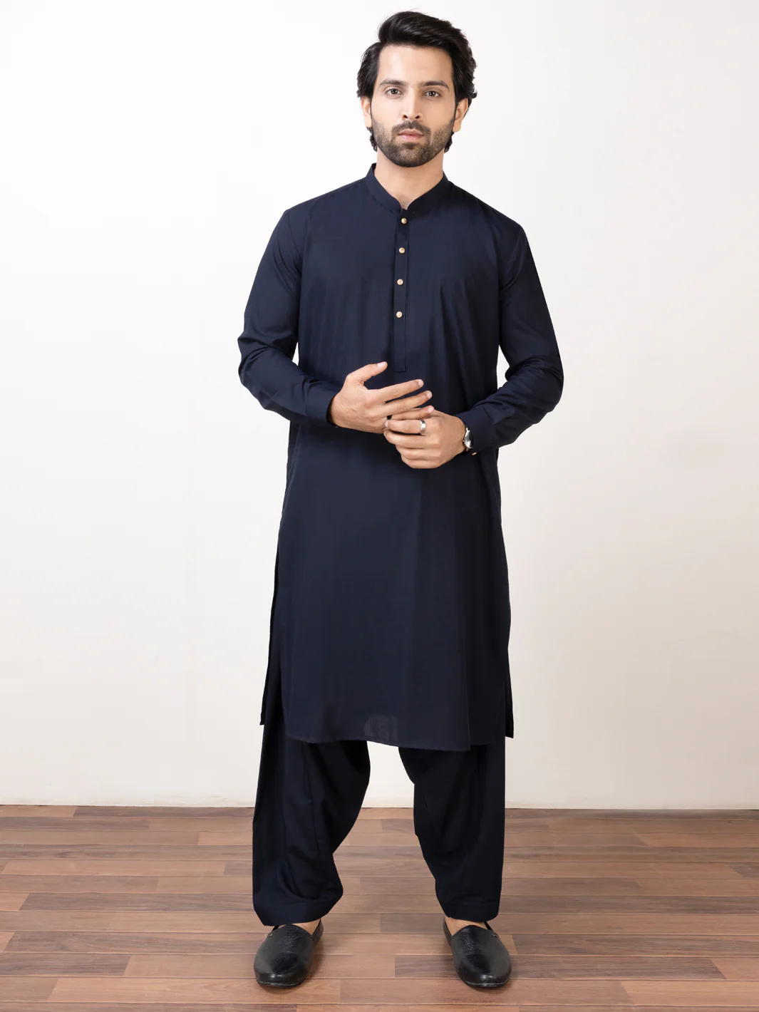 Midnight Blue Blended Kameez Shalwar - AL-KS-2955D