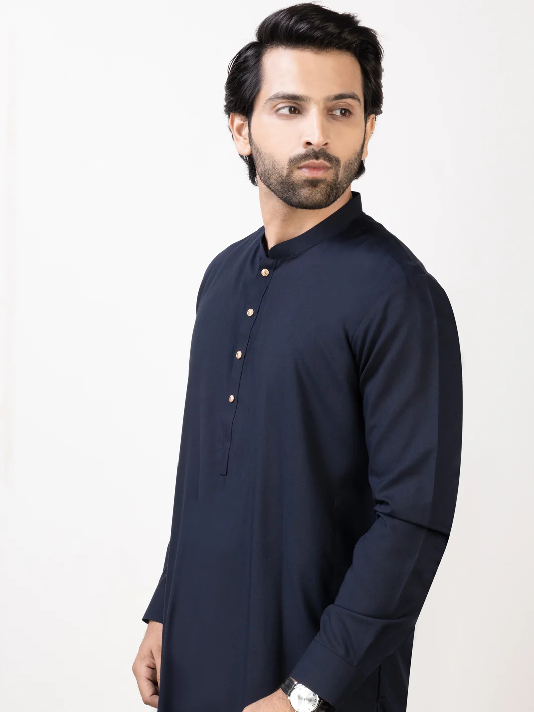 Midnight Blue Blended Kameez Shalwar - AL-KS-2955D - Image 2