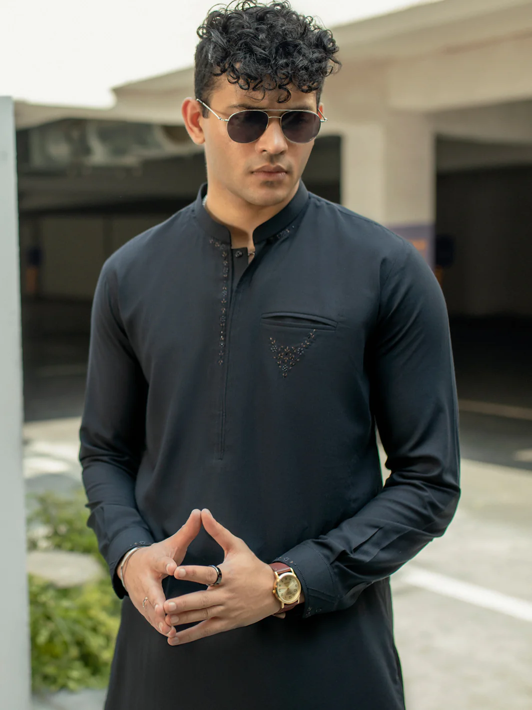 Black Kameez Shalwar - AL-KS-2957 - Image 3