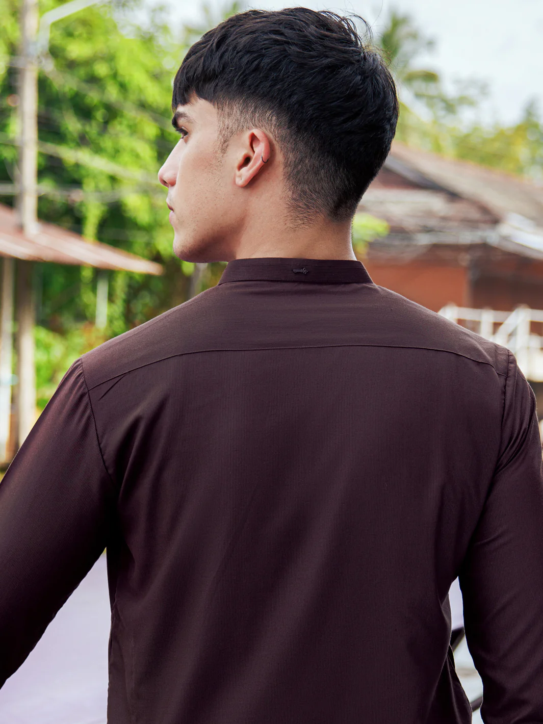 Dark Brown Blended Kameez Shalwar - AL-KS-2958 - Image 4