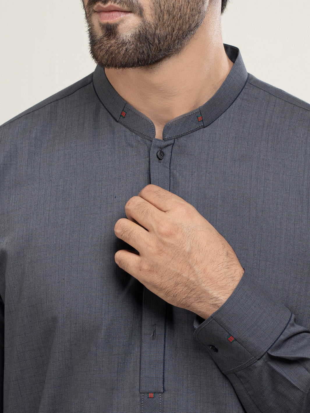 Grey Blended Kameez Shalwar - AL-KS-2959 - Image 3