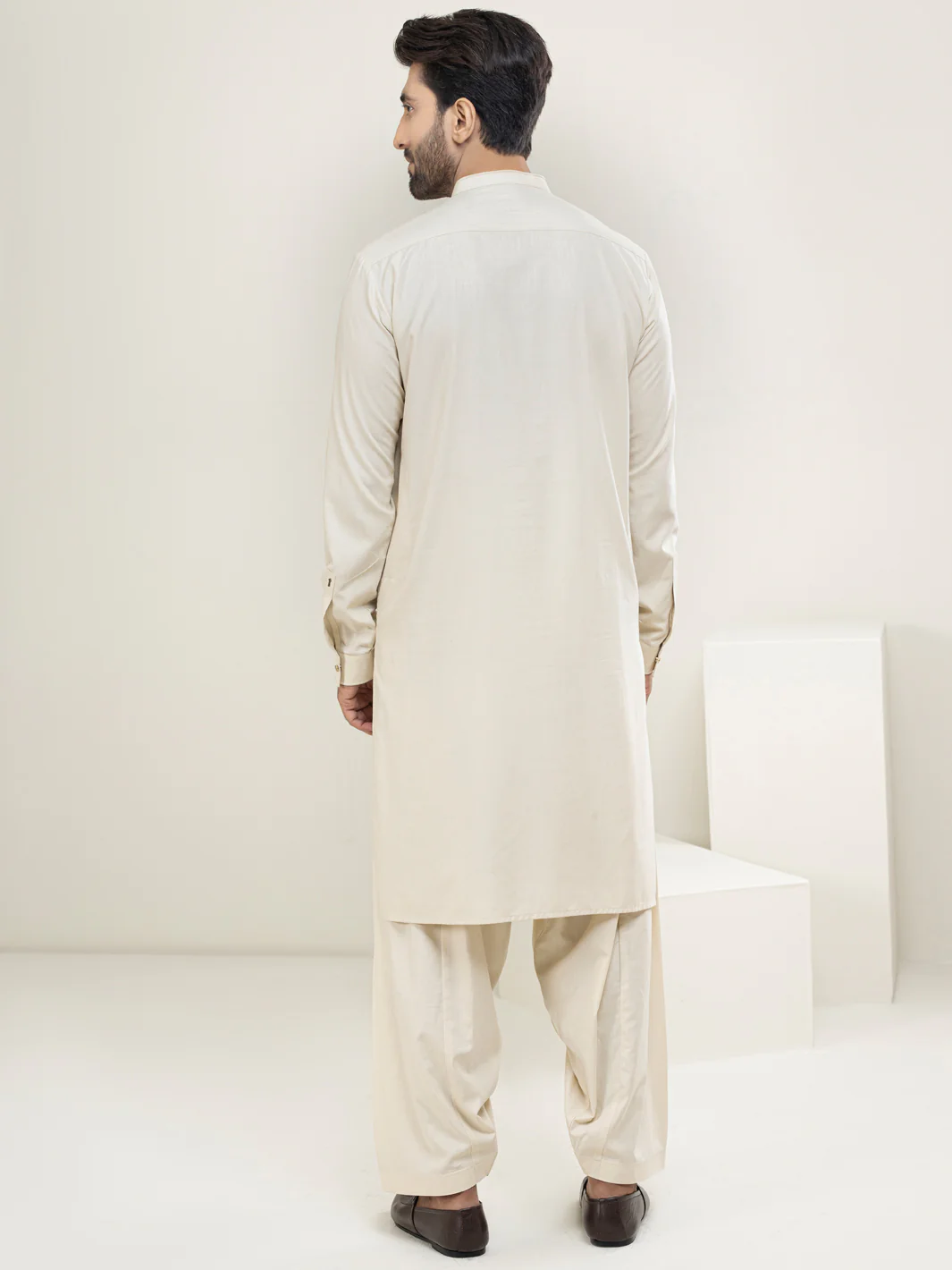 Cream Kameez Shalwar - AL-KS-2963 - Image 3