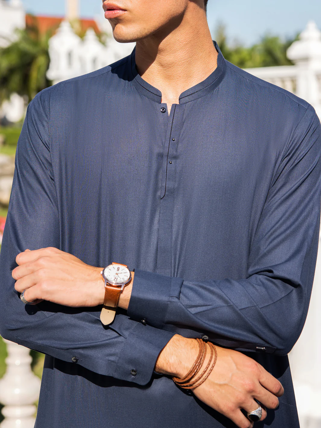 Blue Blended Kameez Shalwar - AL-KS-2975 - Image 3