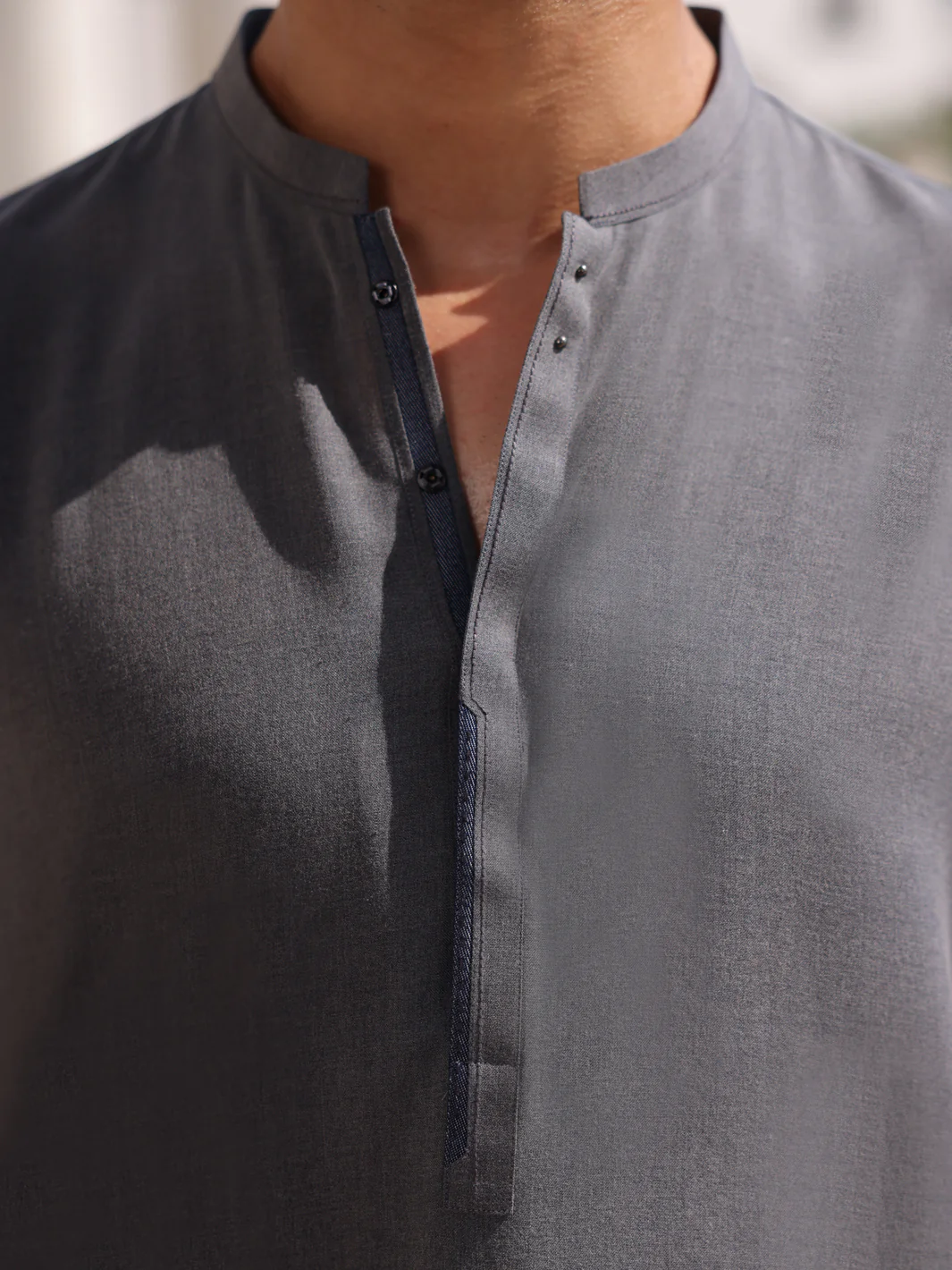 Light Grey Blended Kameez Shalwar - AL-KS-2994 - Image 2