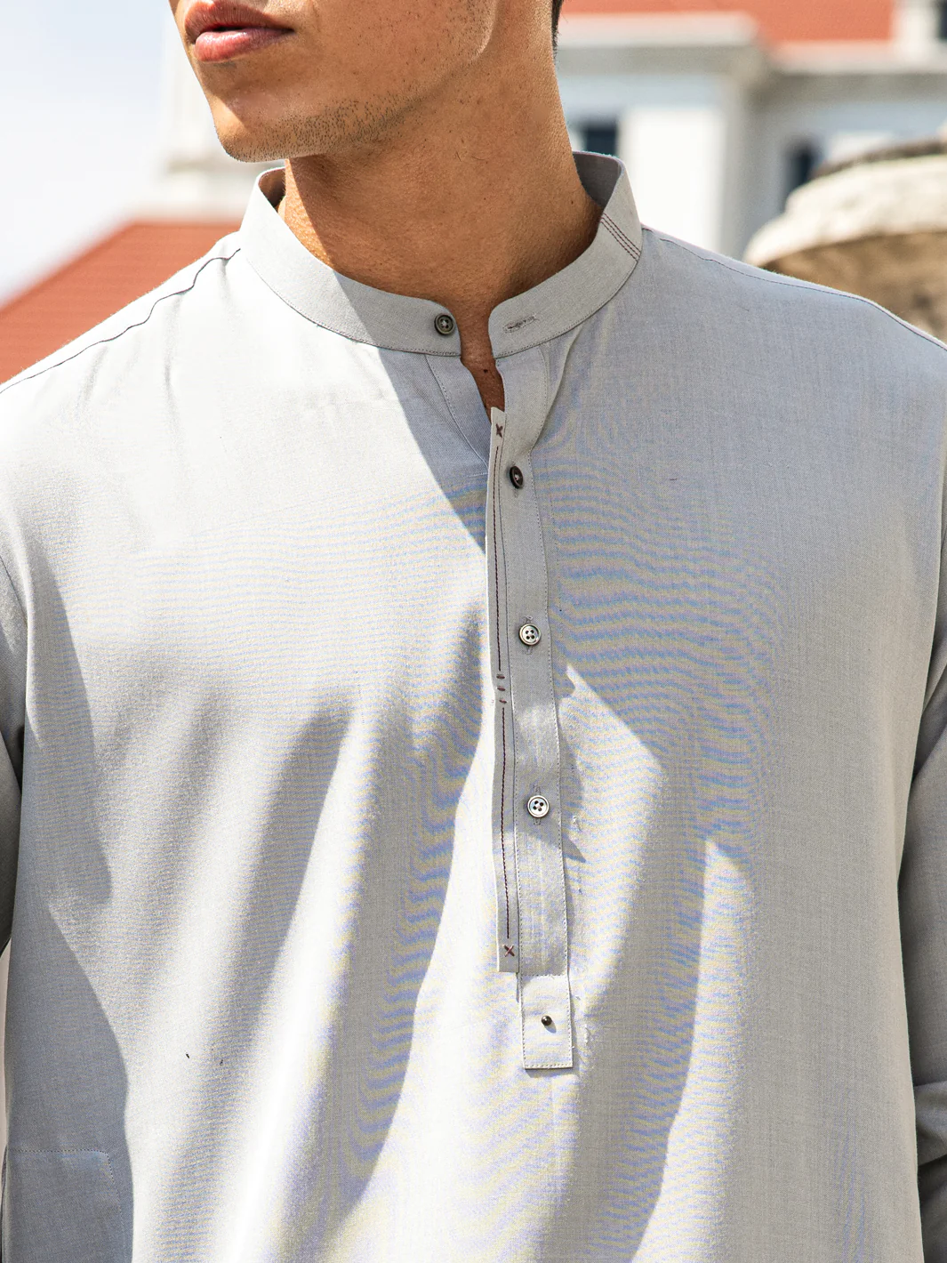 Light Grey Blended Kameez Shalwar - AL-KS-2999 - Image 3