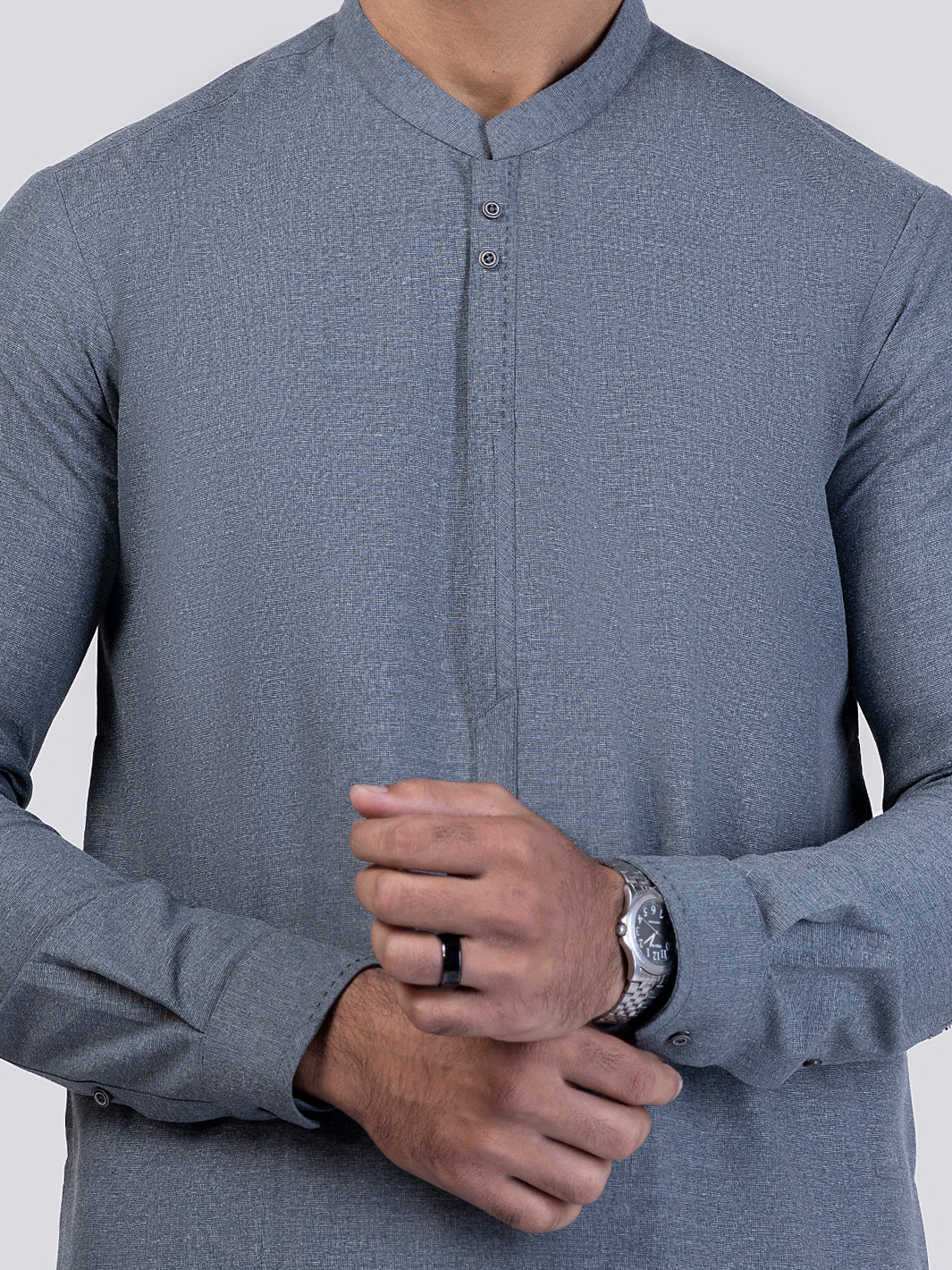 Grey Kameez Shalwar - AL-KS-3014 - Image 2