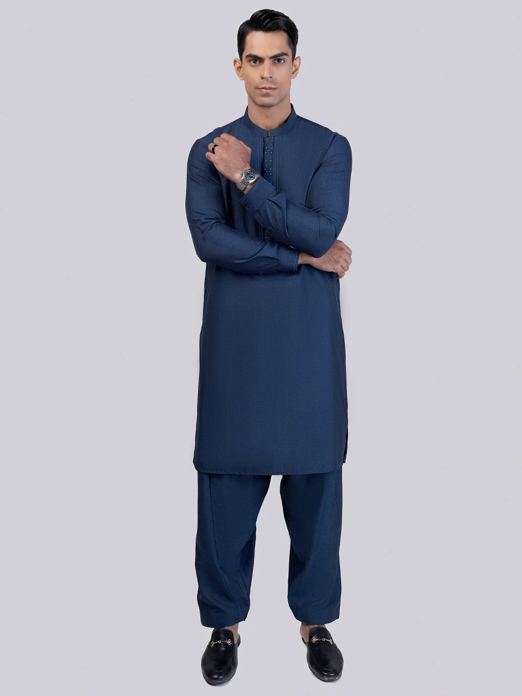 Dark Blue Kameez Shalwar - AL-KS-3018