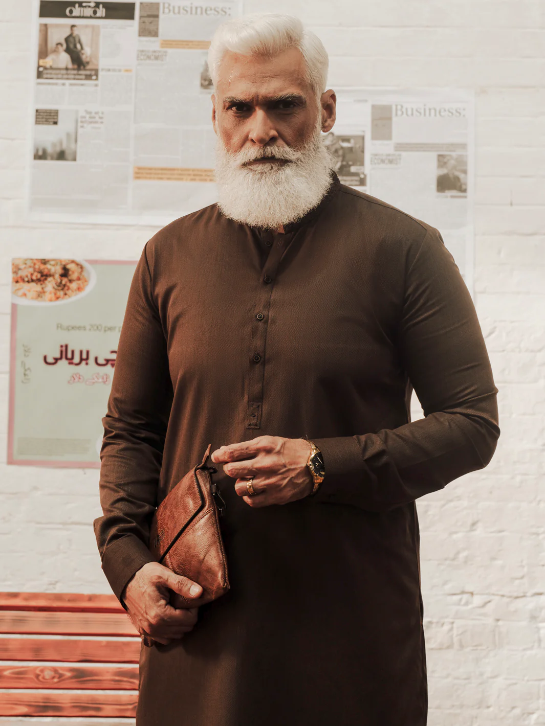 Dark Brown Blended Kameez Shalwar - AL-KS-3044 - Image 2