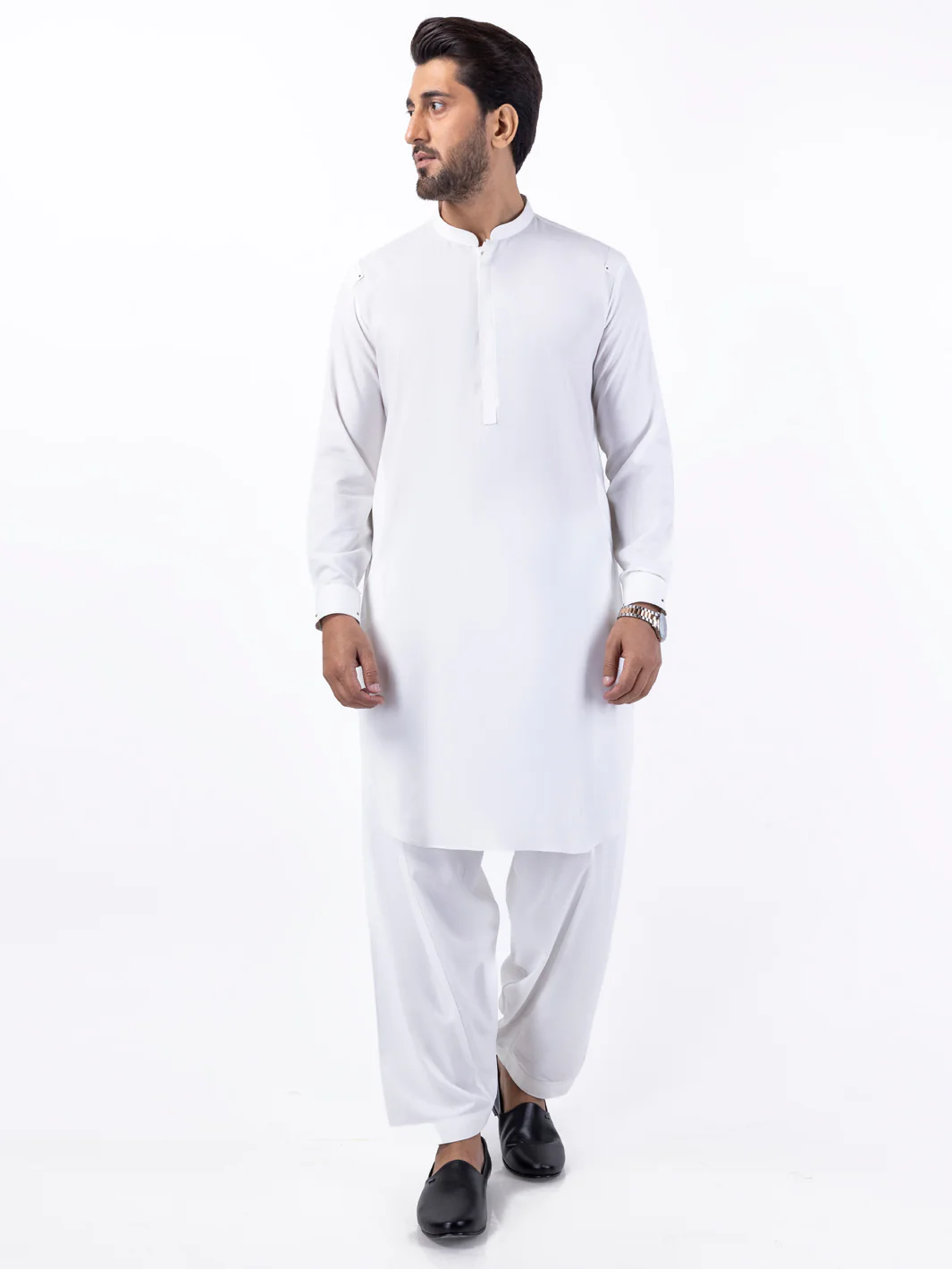 White Blended Kameez Shalwar - AL-KS-3067