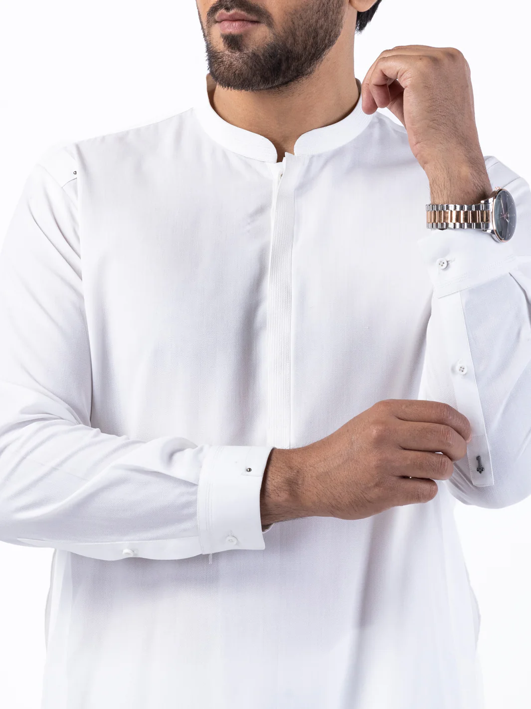 White Blended Kameez Shalwar - AL-KS-3067 - Image 4