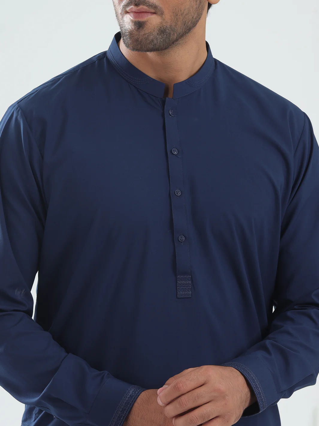 Blue Blended Kameez Shalwar - AL-KS-3075B - Image 4