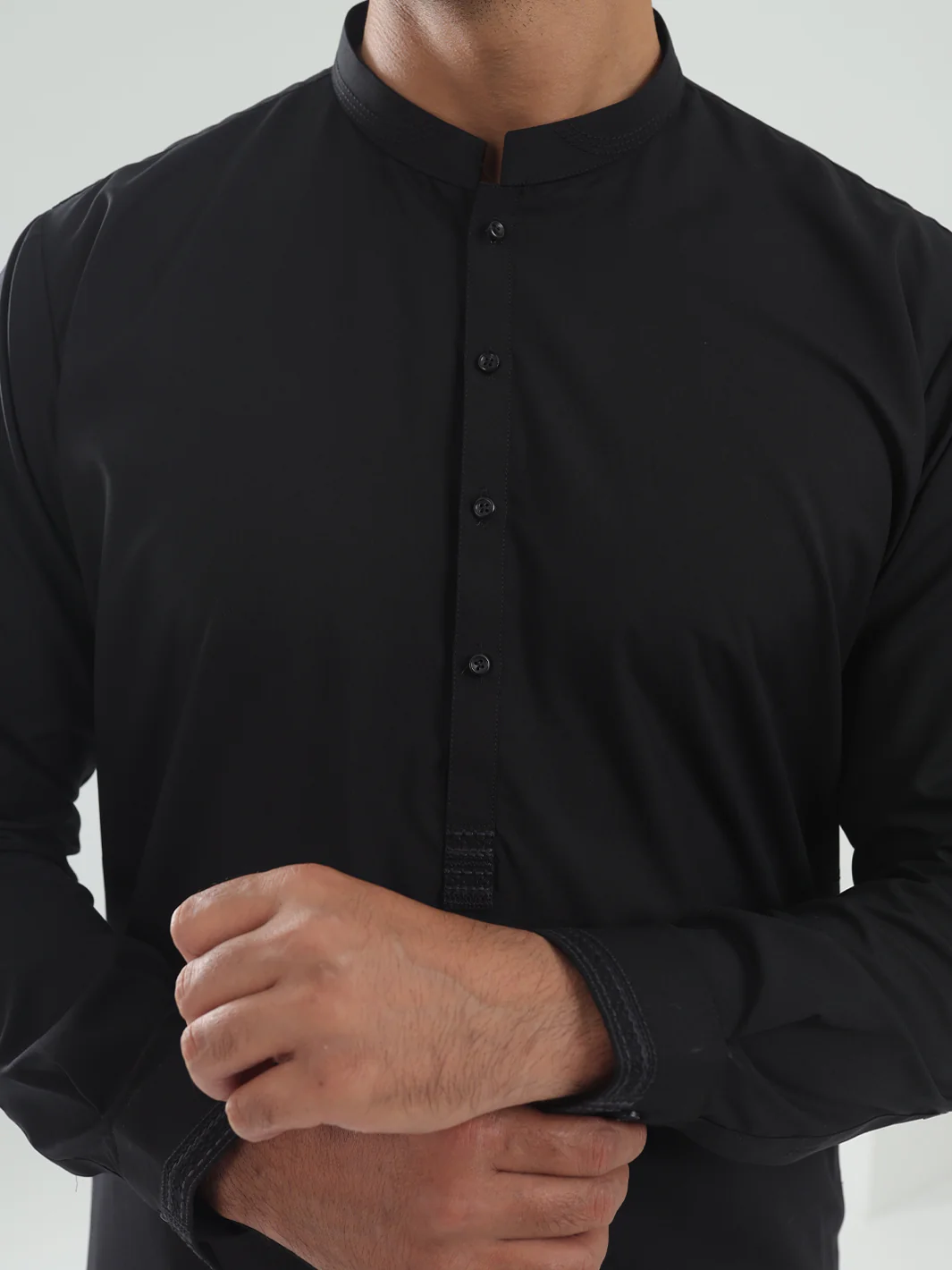Black Blended Kameez Shalwar - AL-KS-3075C - Image 2