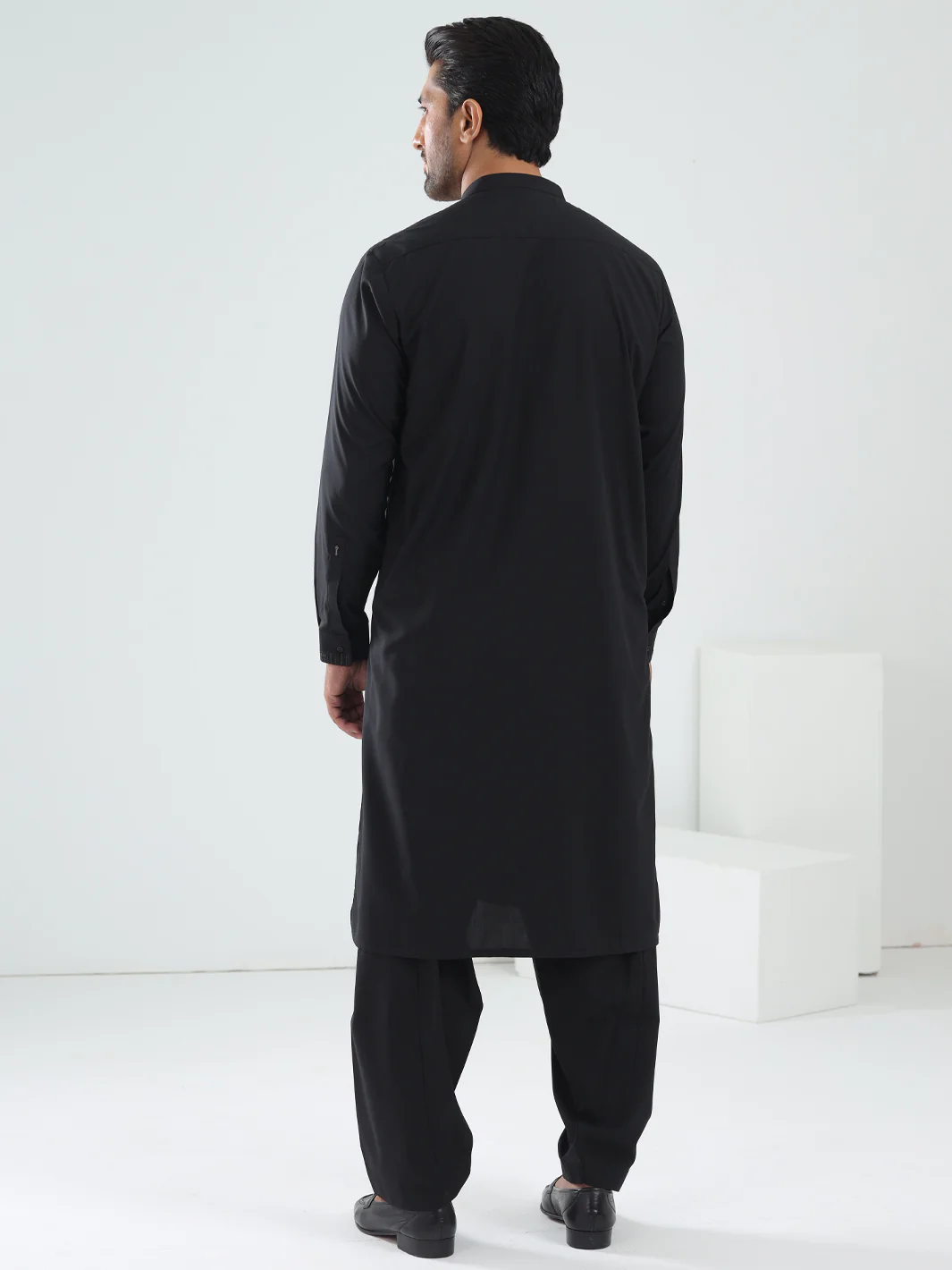 Black Blended Kameez Shalwar - AL-KS-3075C - Image 4