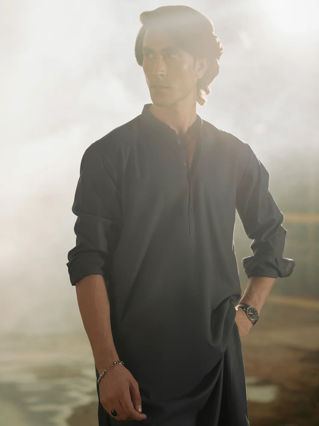 Blue Blended Kameez Shalwar - AL-KS-3113 - Image 2