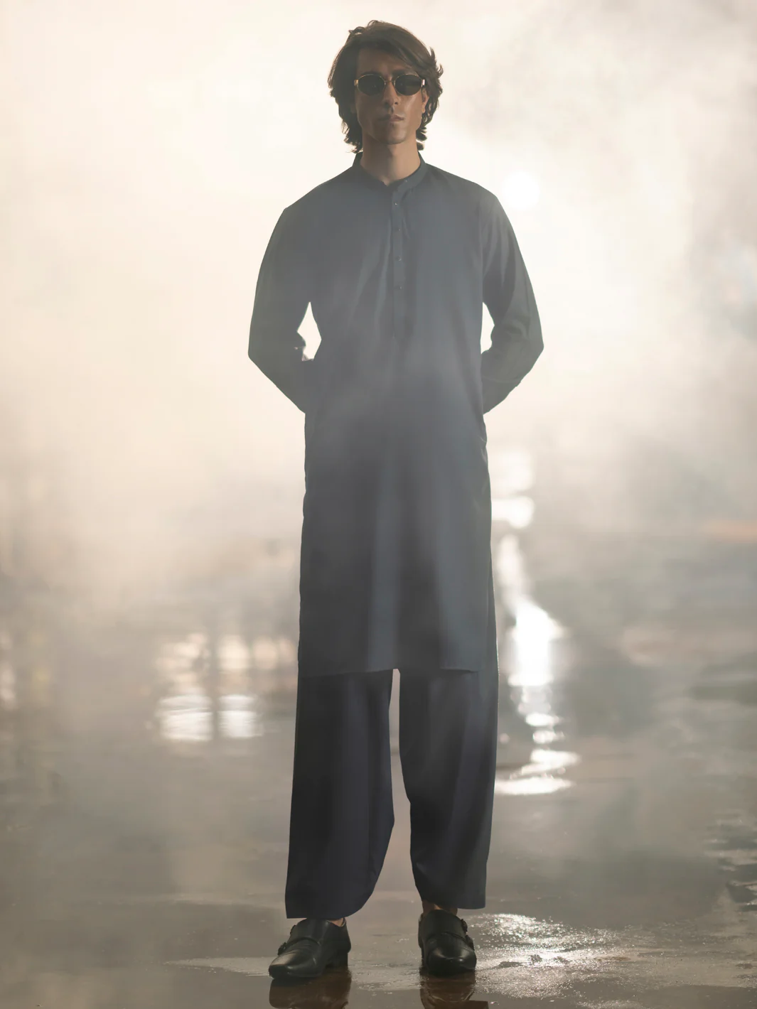Blue Blended Kameez Shalwar - AL-KS-3113 - Image 5