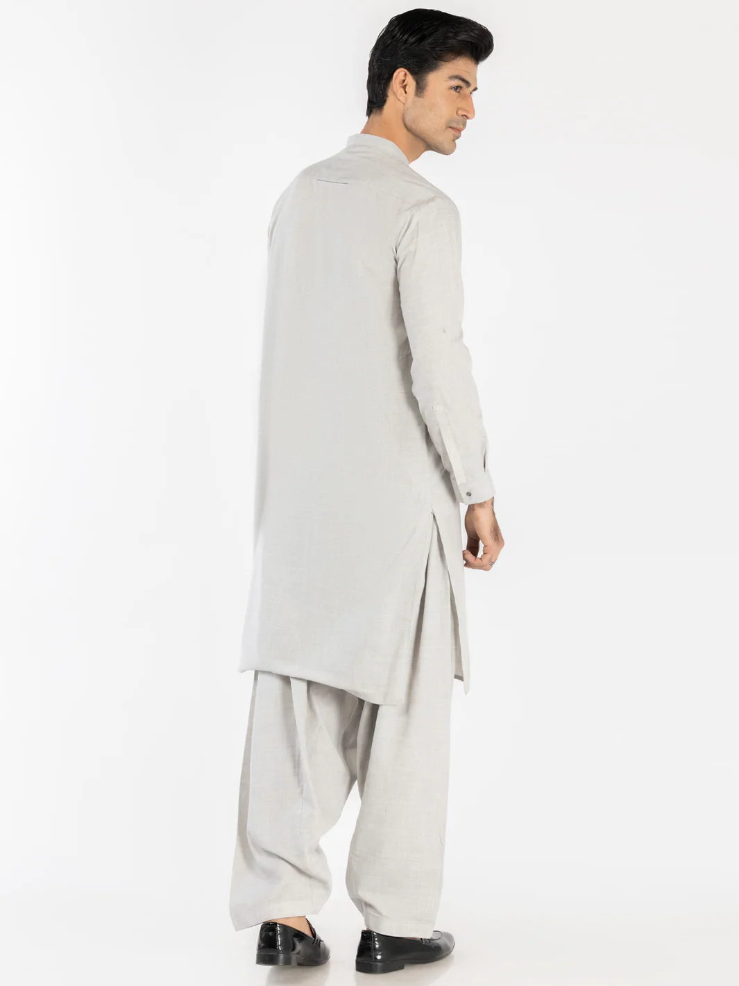 Ash Grey Blended Kameez Shalwar - AL-KS-3116 - Image 3