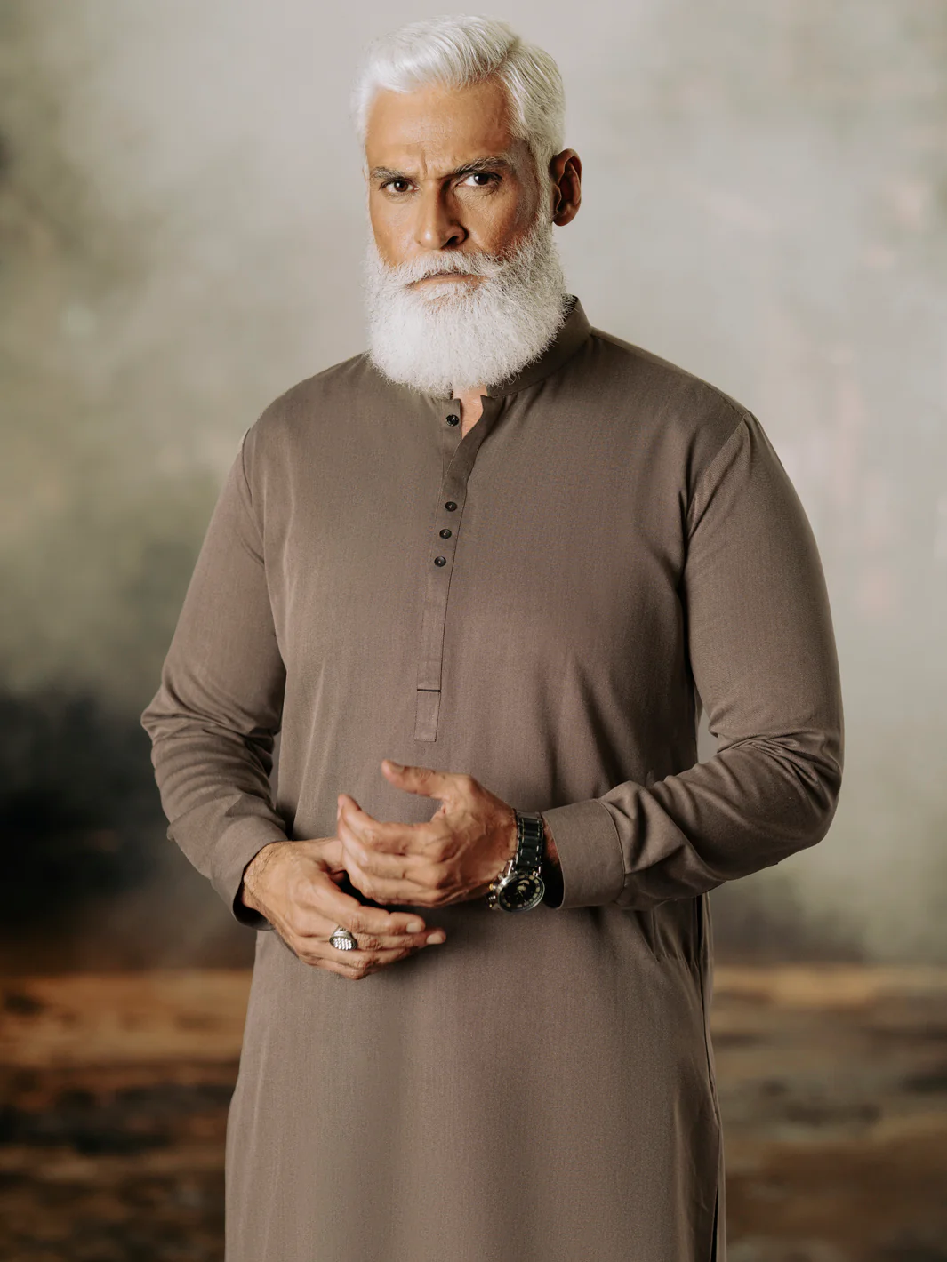 Brown Blended Kameez Shalwar - AL-KS-3119 - Image 2