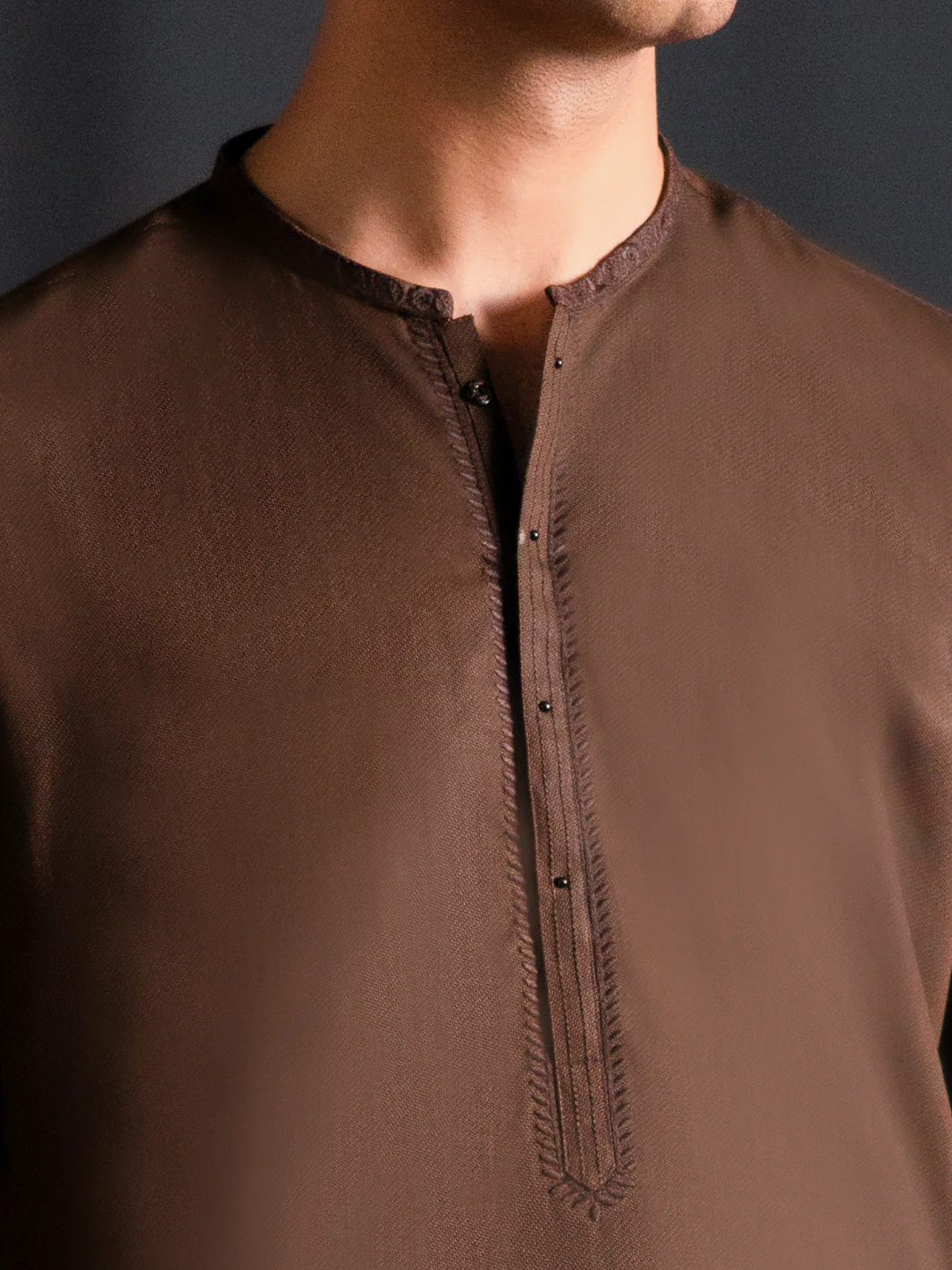 Brown Blended Kameez Shalwar - AL-KS-3127 - Image 4