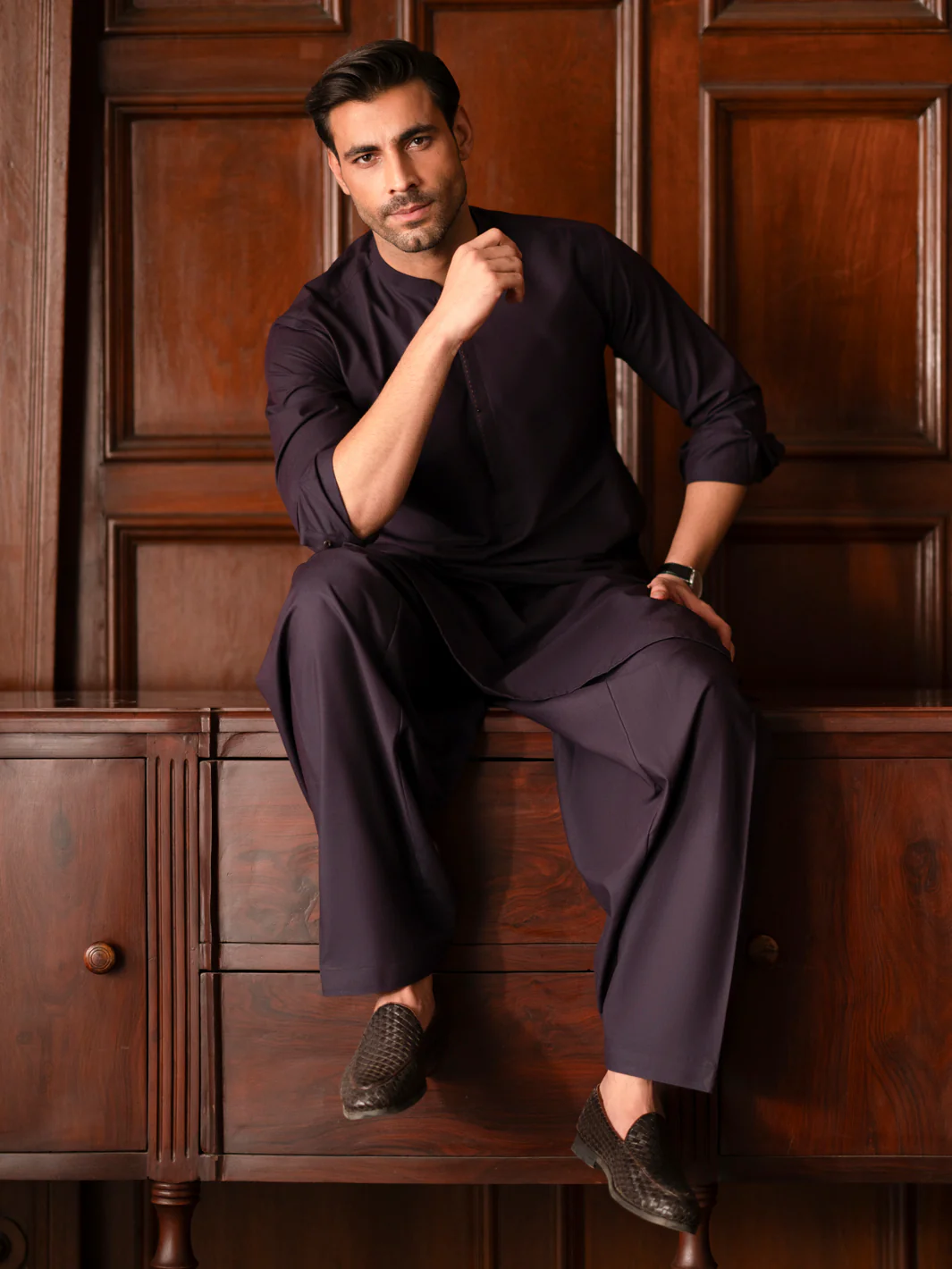 Purple Blended Kameez Shalwar - AL-KS-3130 - Image 6