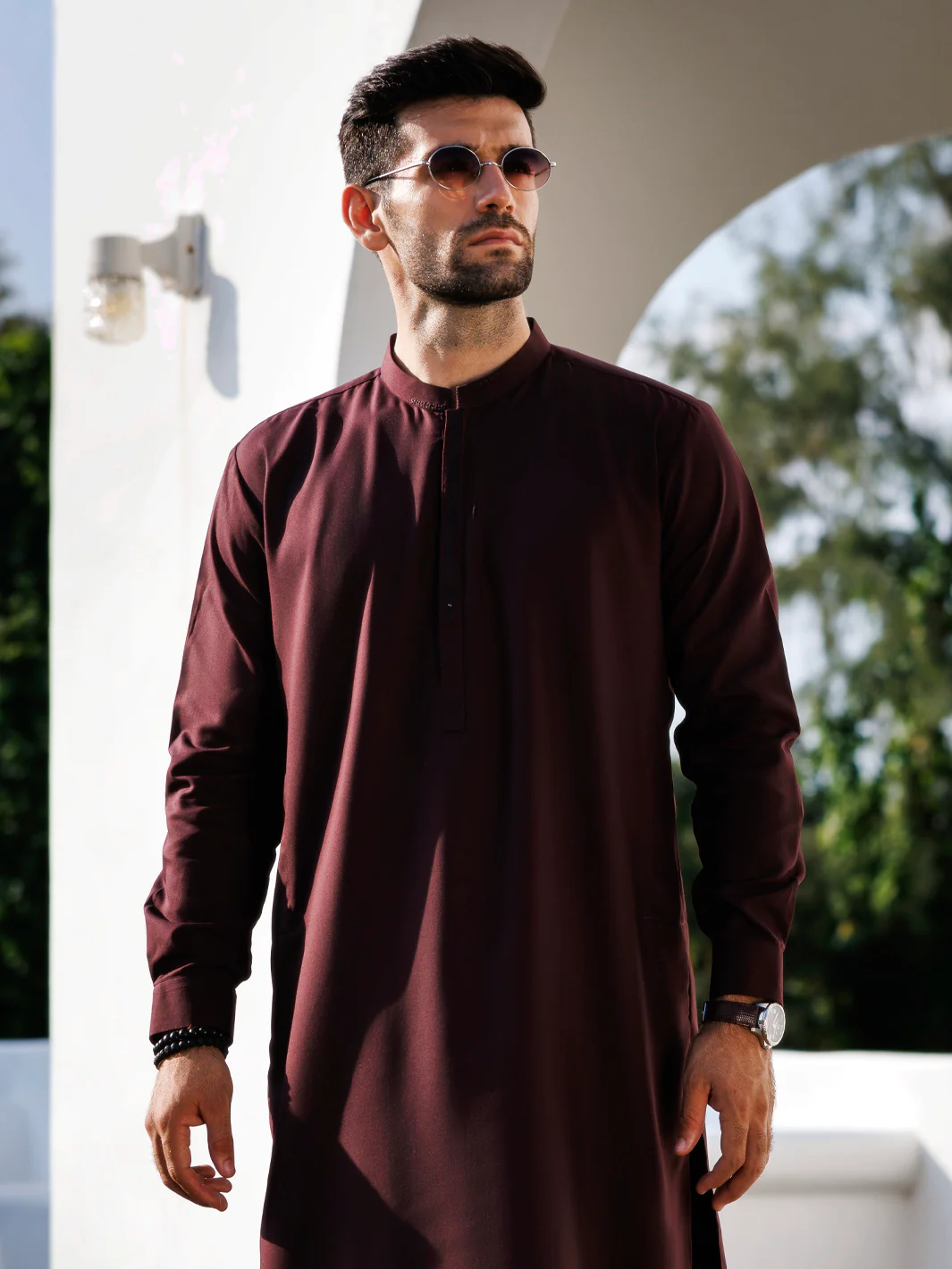 Maroon Blended Kameez Shalwar - AL-KS-3134 - Image 2