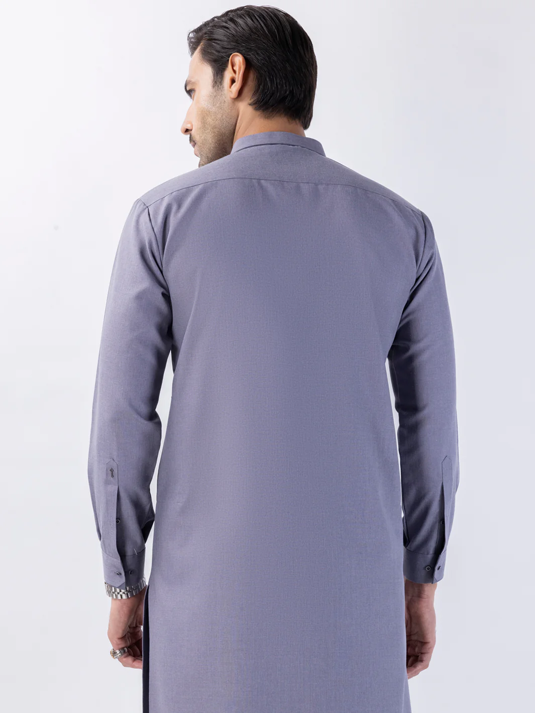 Light Grey Blended Kameez Shalwar - AL-KS-3137 - Image 3